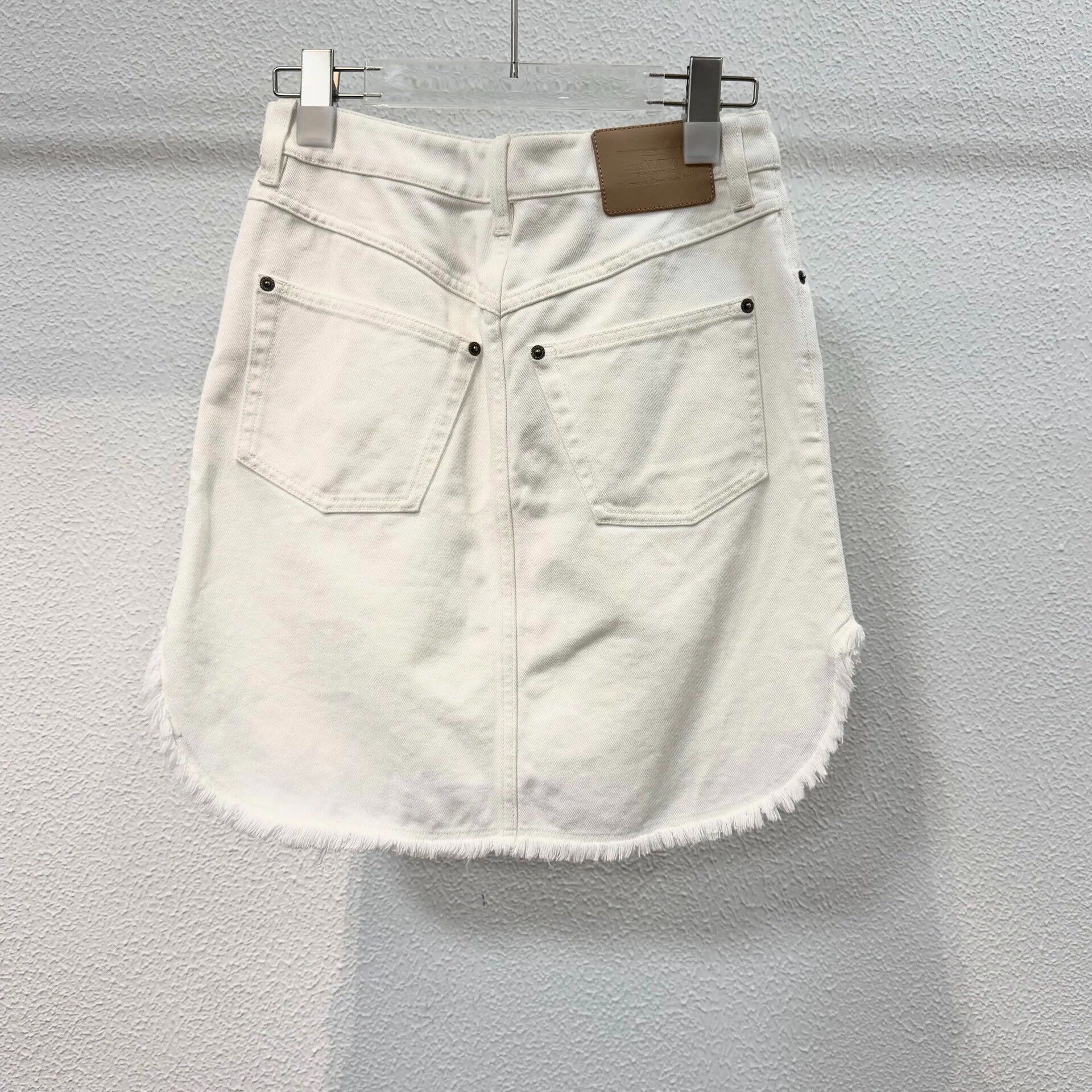 Louis Vuitton White Denim Mini Skirt — back