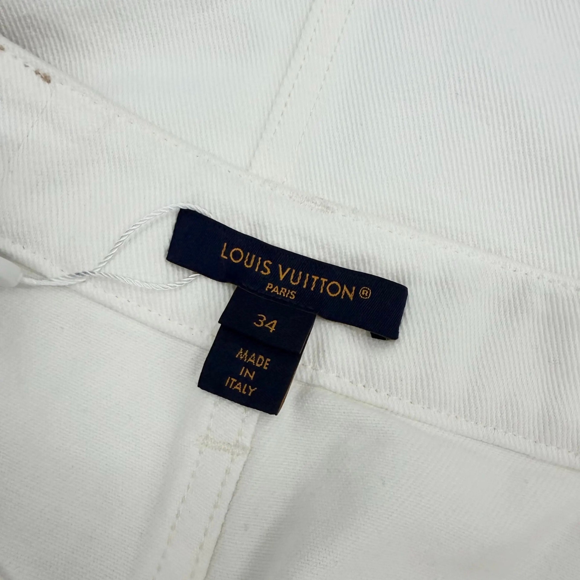 Louis Vuitton White Denim Mini Skirt — detail