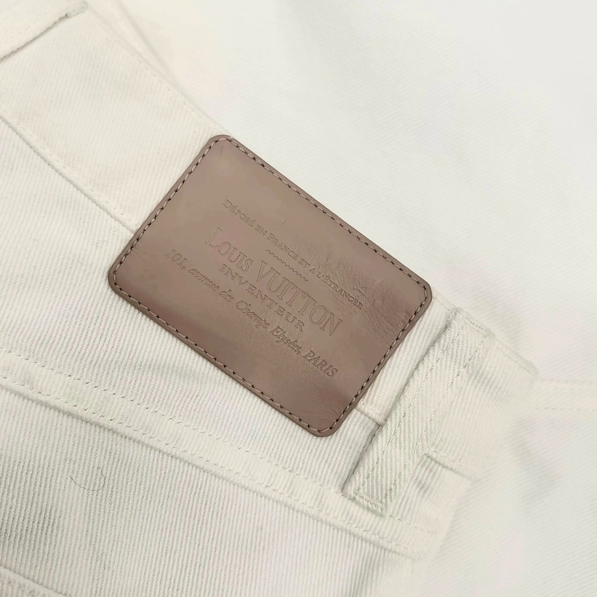 Louis Vuitton White Denim Mini Skirt — label