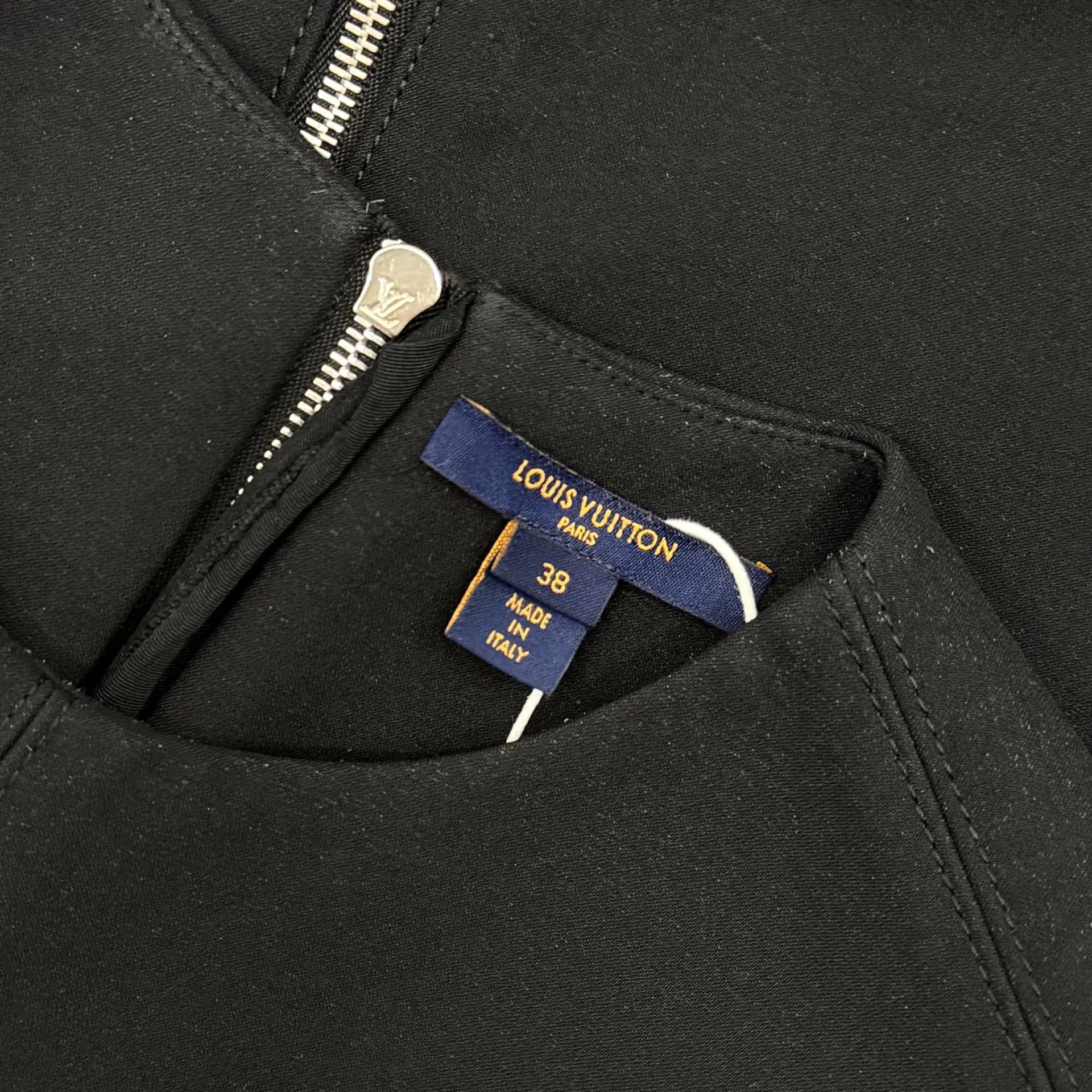 LV Black Sleeveless Mini Dress — detail