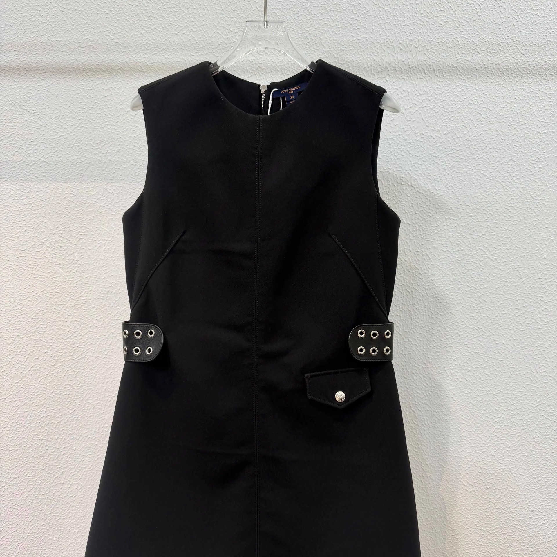 LV Black Sleeveless Mini Dress — label