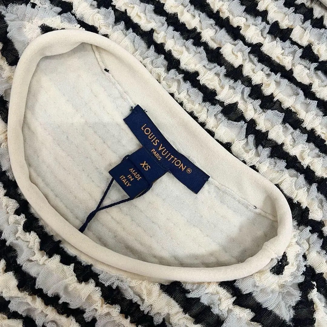 LV Crinkled Striped Long Sleeve Top — detail