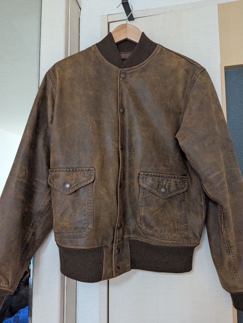 RRL Distressed Leather Bomber Jacket