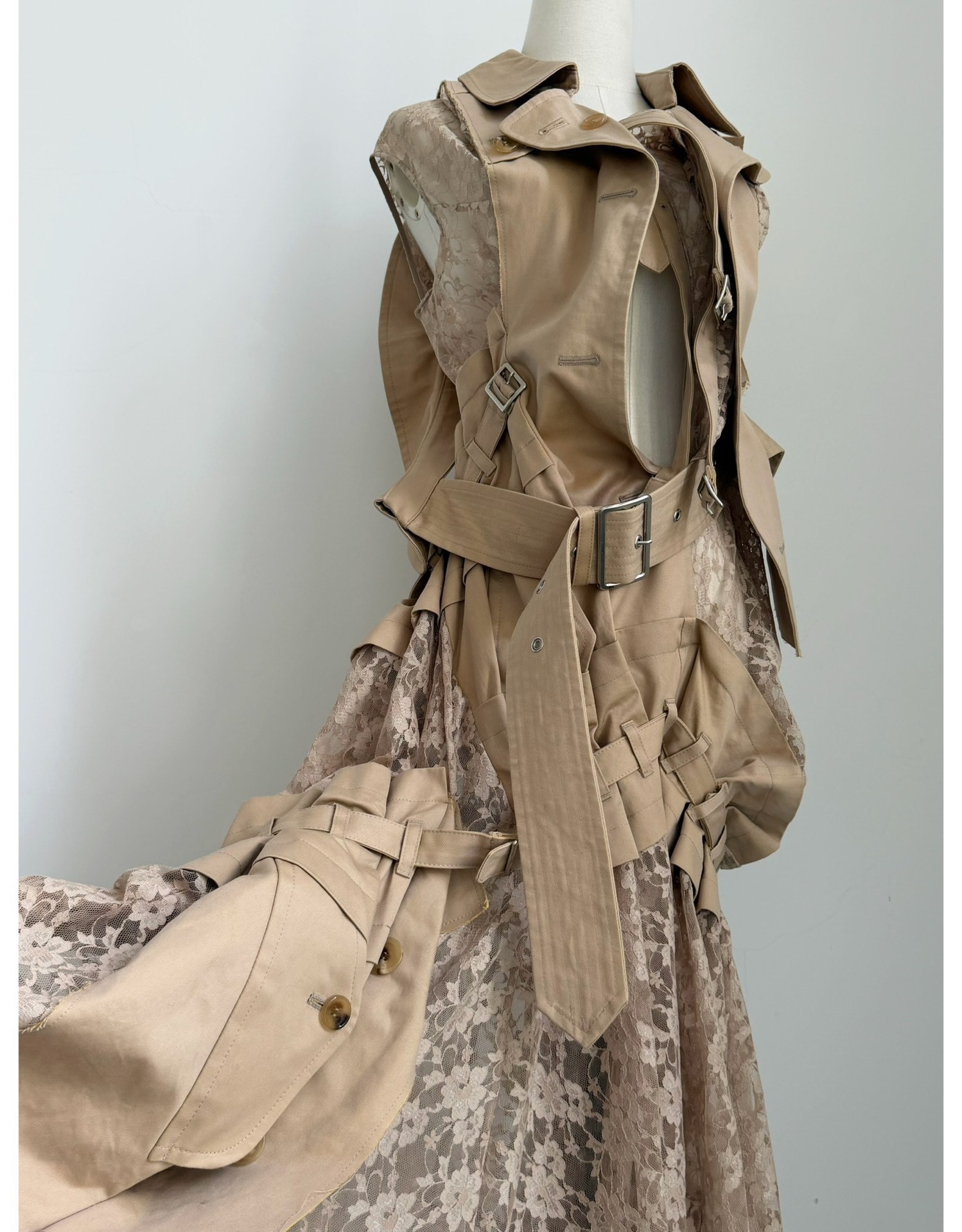 Junya Watanabe Lace Trench Long Dress — detail