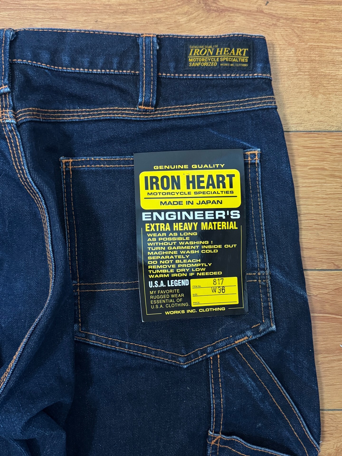 Iron Heart 817 Blue-Black Jeans — detail