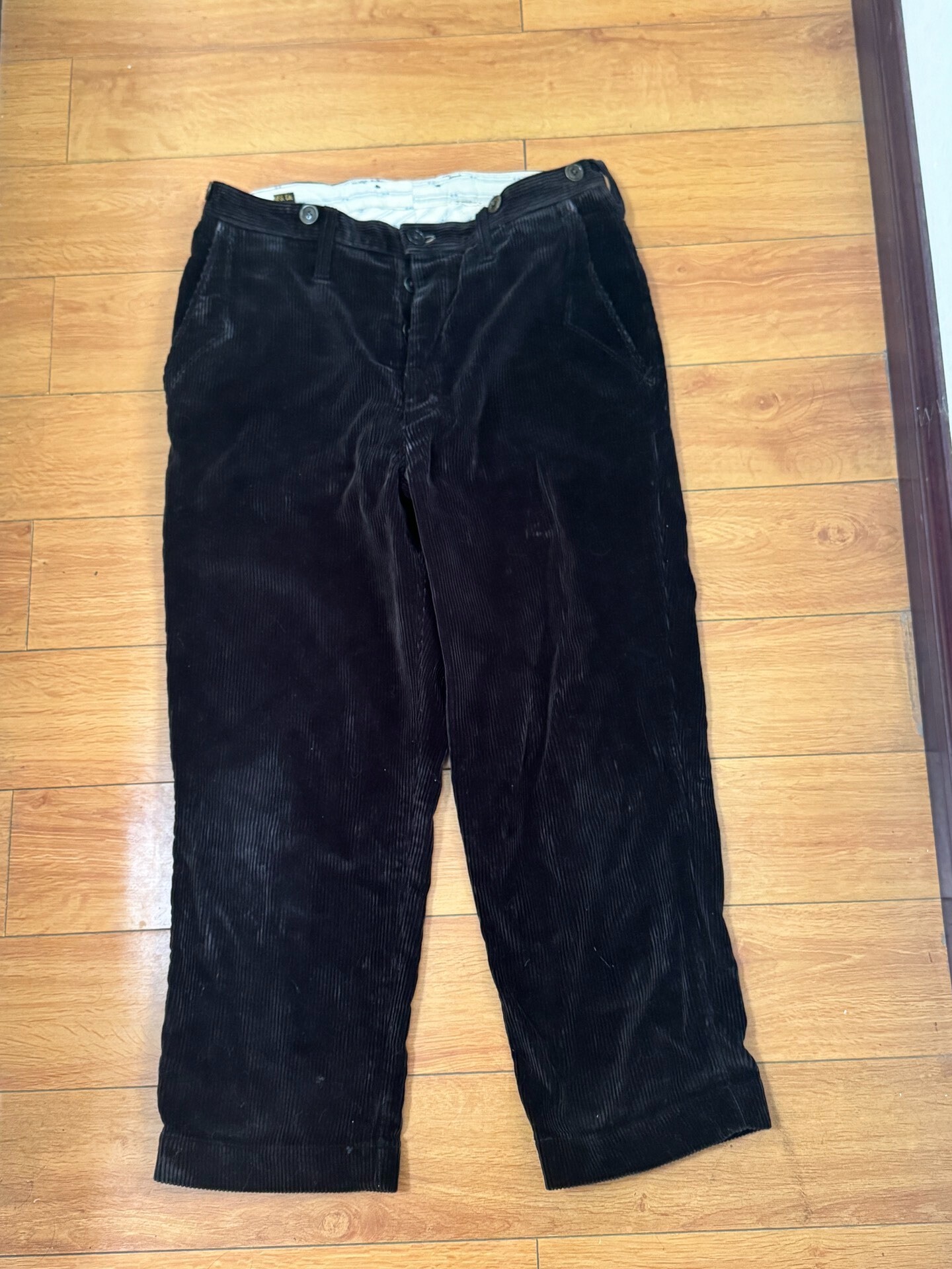 Freewheelers Black Corduroy Suspender Pants