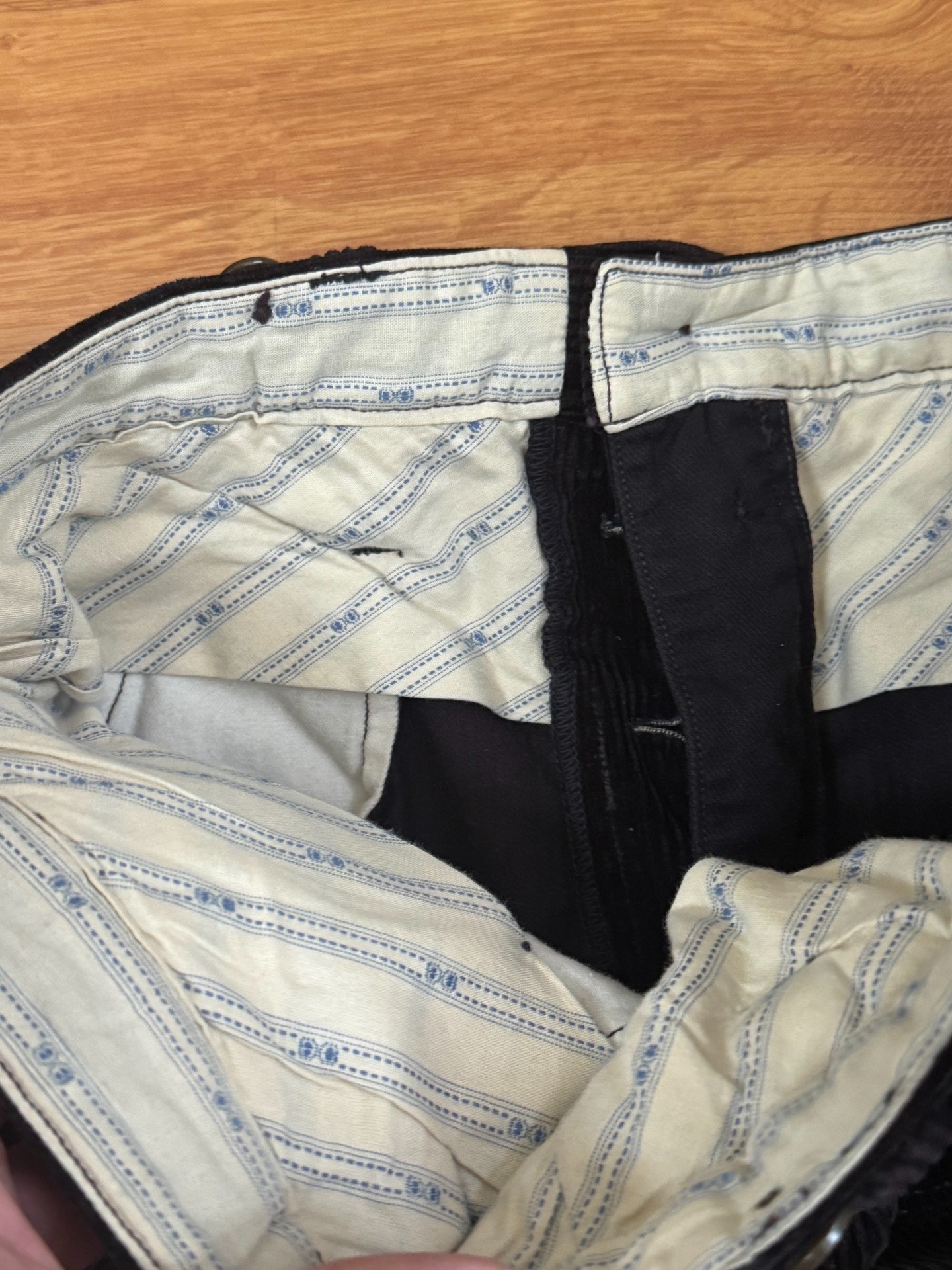 Freewheelers Black Corduroy Suspender Pants — back