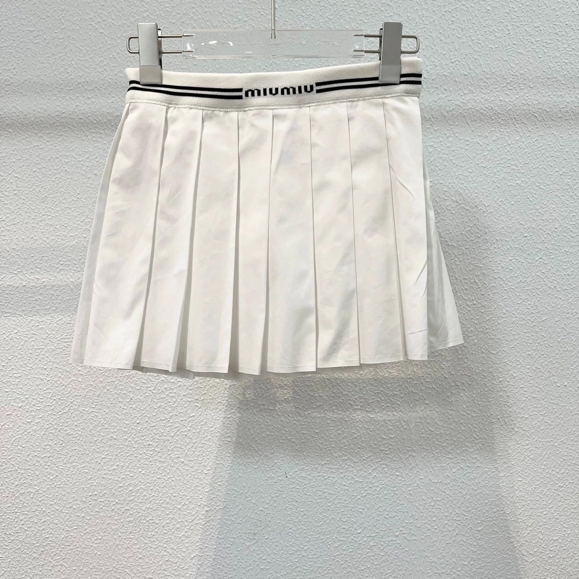 MiuMiu White Pleated Mini Skirt