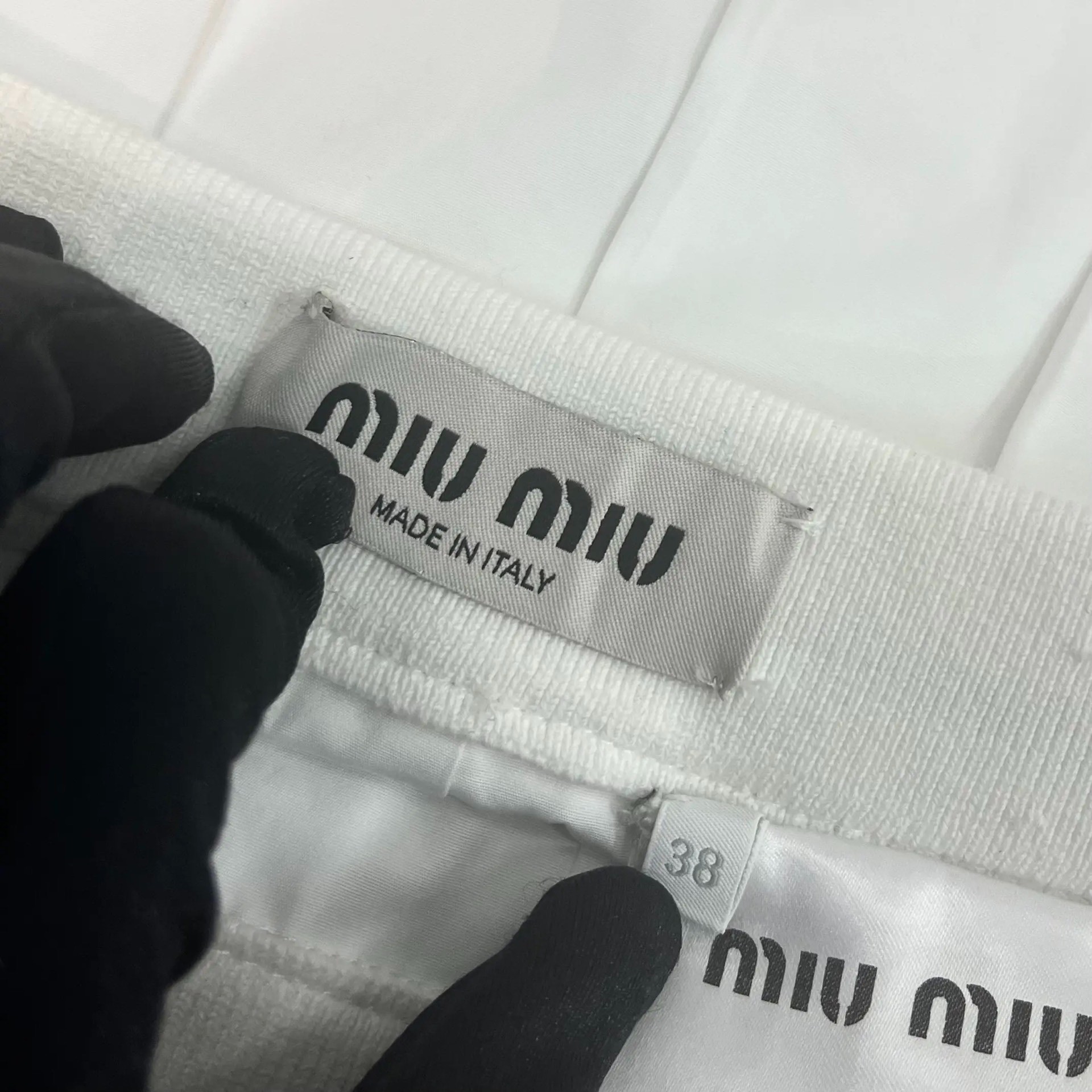 MiuMiu White Pleated Mini Skirt — back