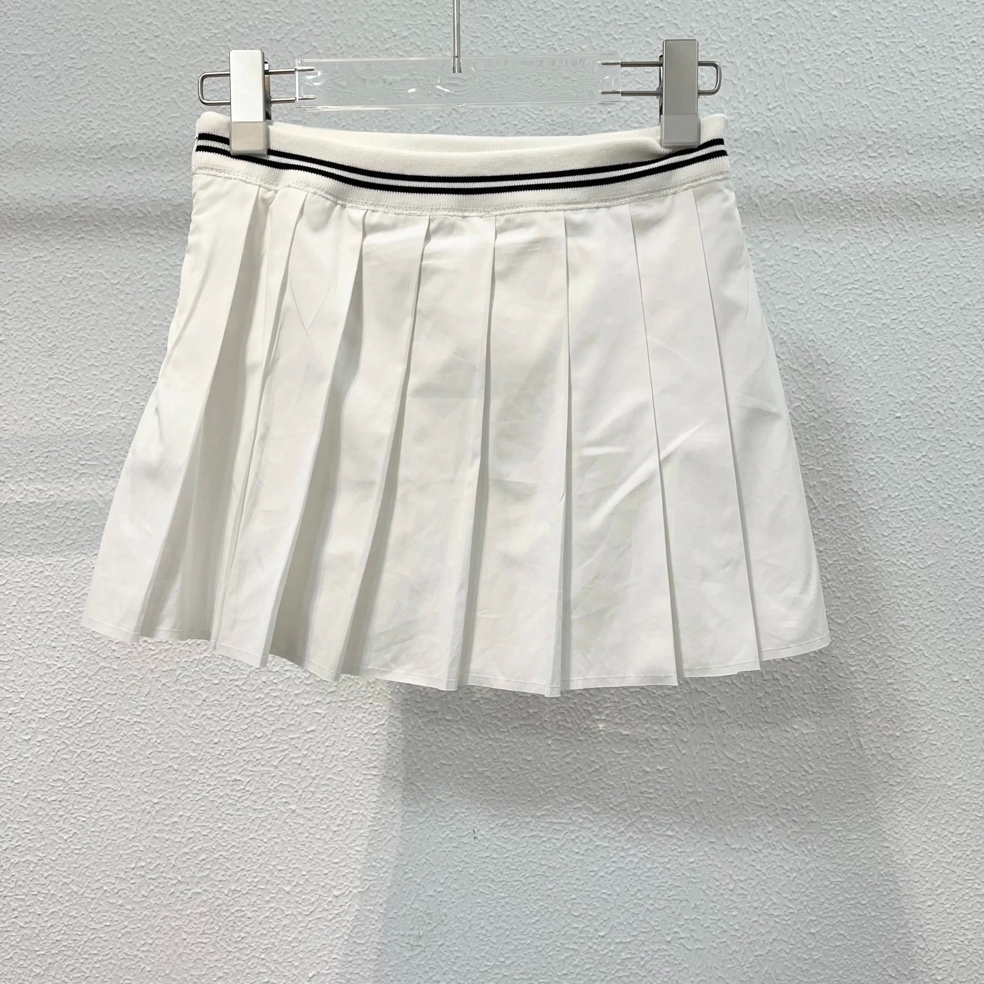 MiuMiu White Pleated Mini Skirt — detail