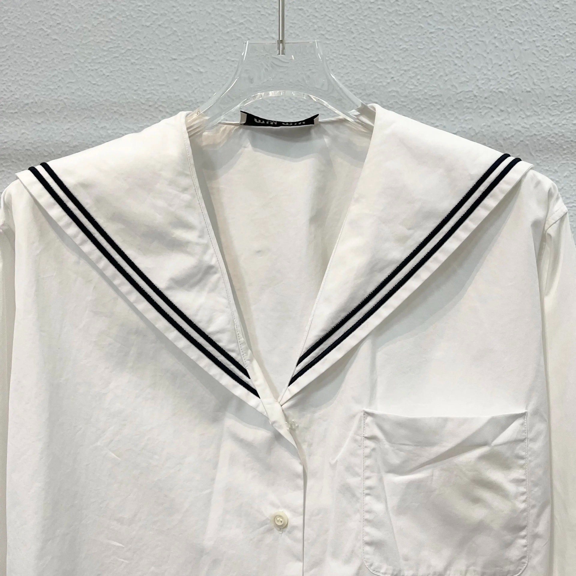 MiuMiu Navy Collar Short Shirt — front