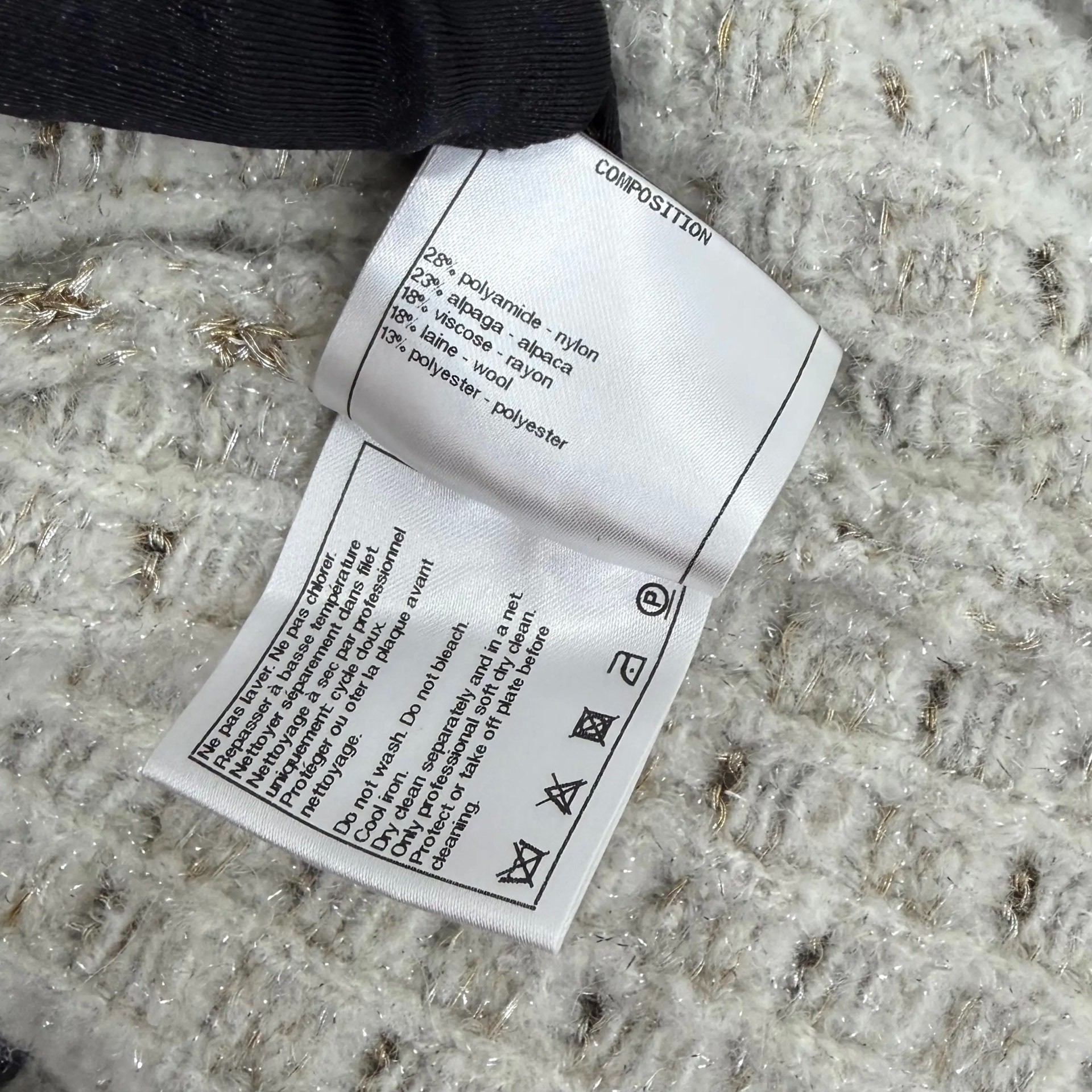 Chanel Plaid V-Neck Knit Sweater — label