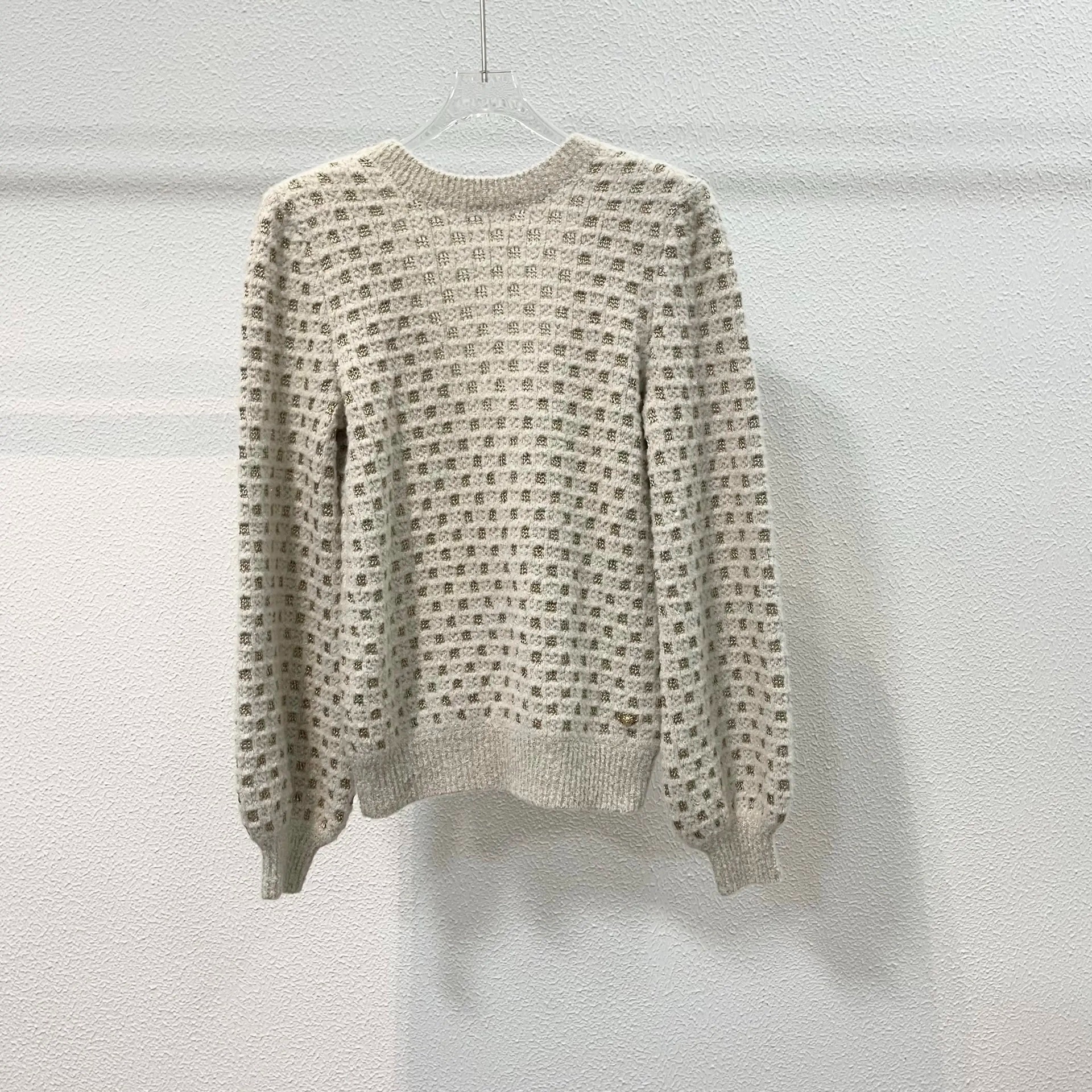 Chanel Plaid V-Neck Knit Sweater