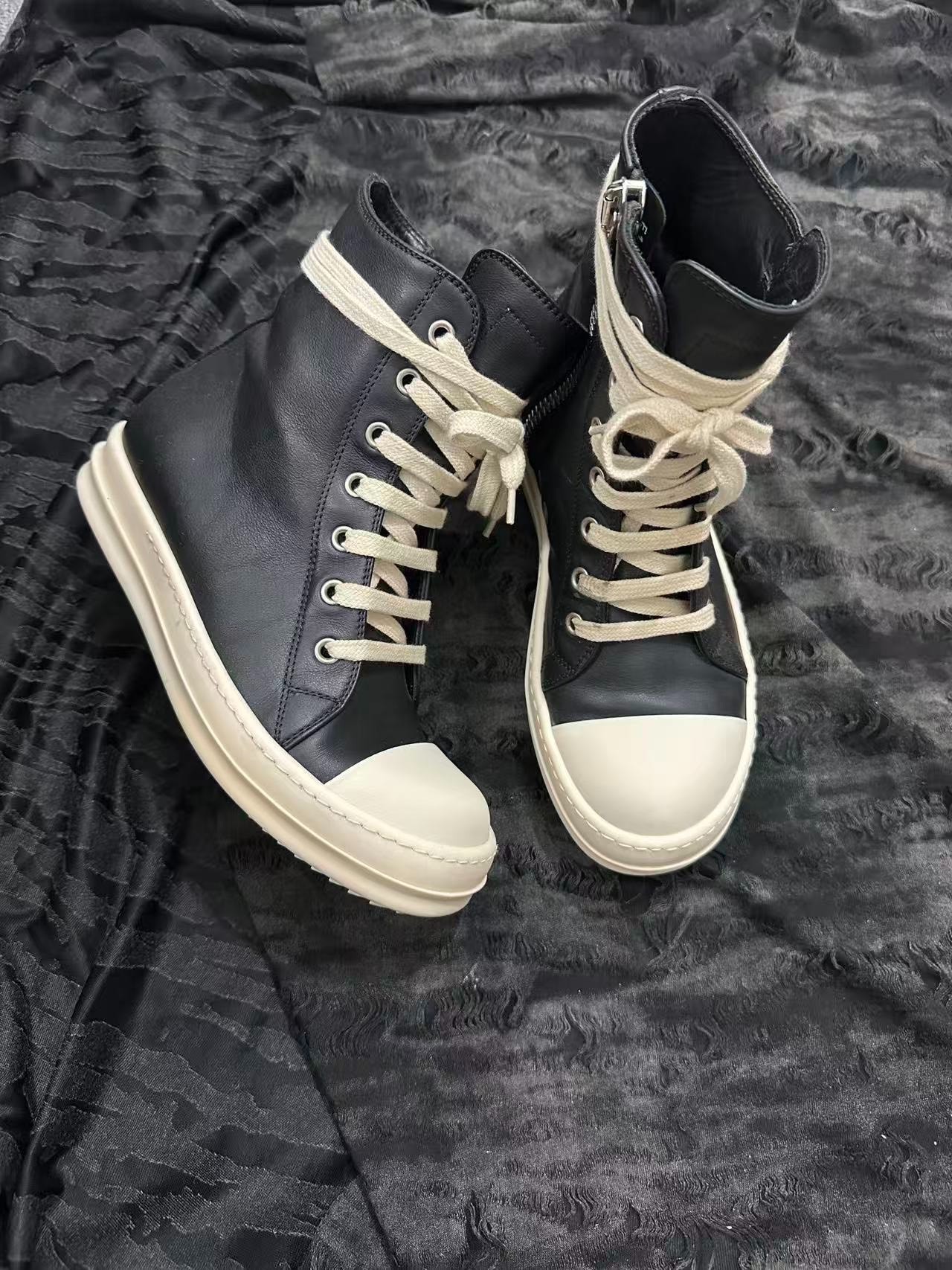 Rick Owens DRKSHDW High-Top Leather Shoes — back
