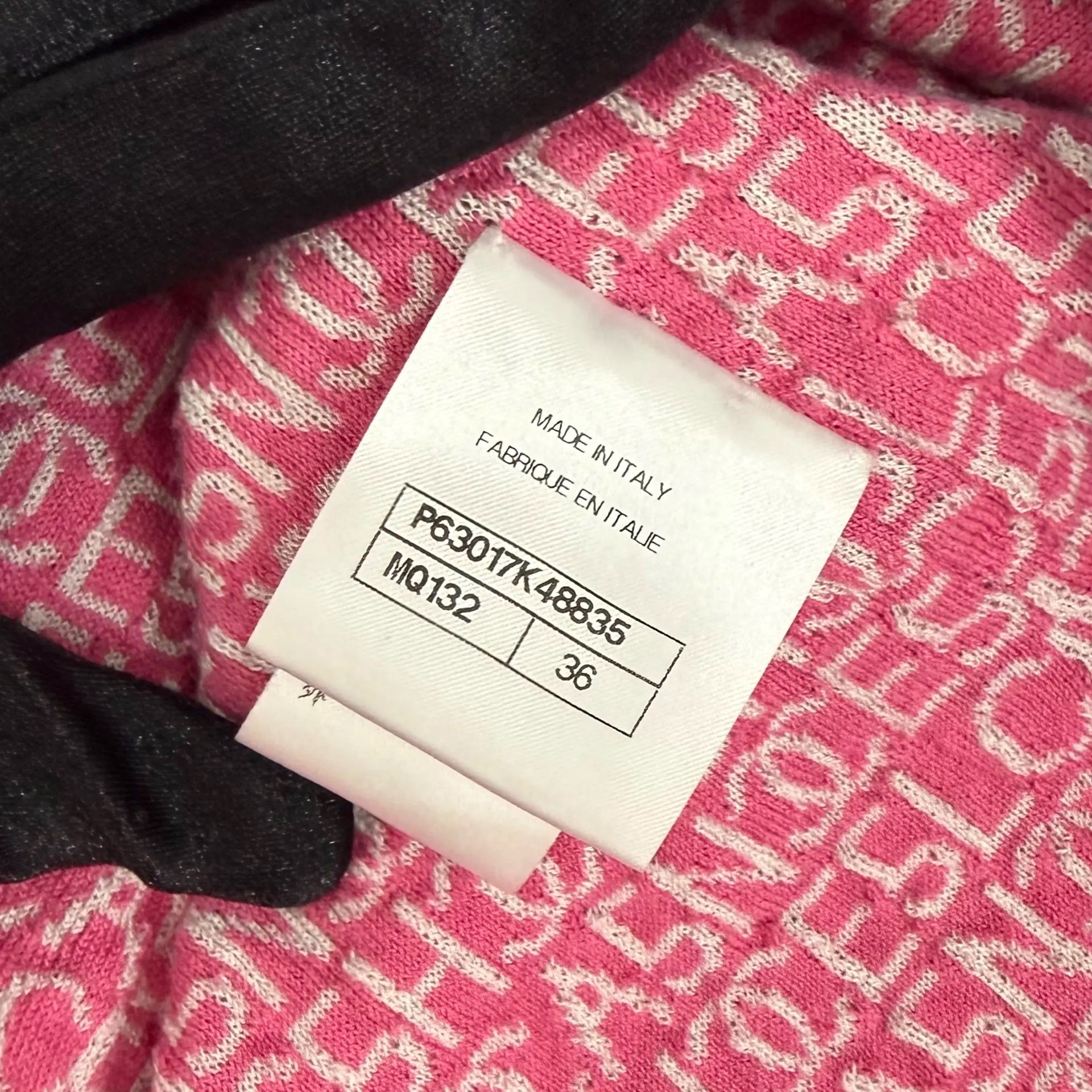 Chanel Navy Quilted Denim Trim Dress — label