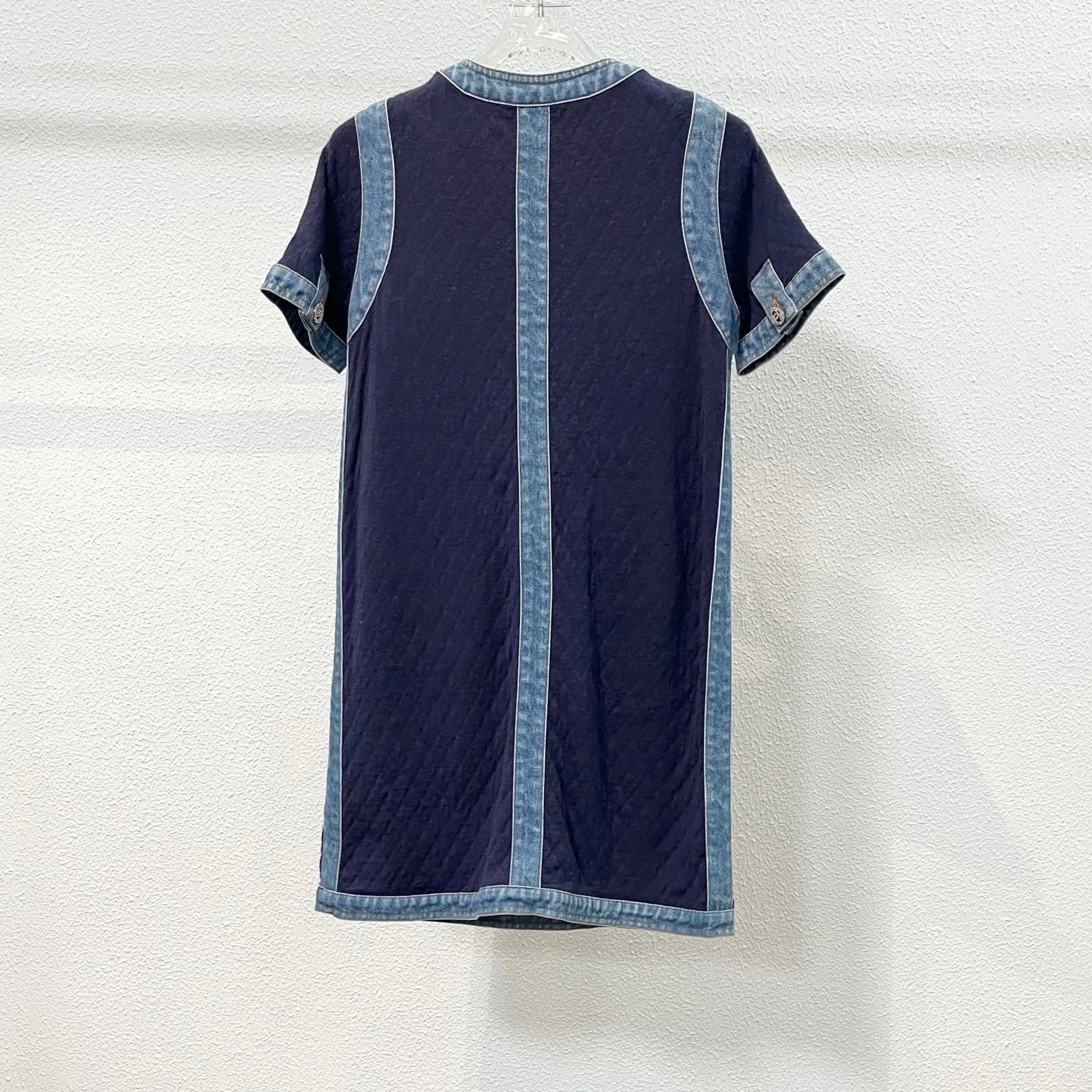 Chanel Navy Quilted Denim Trim Dress — detail