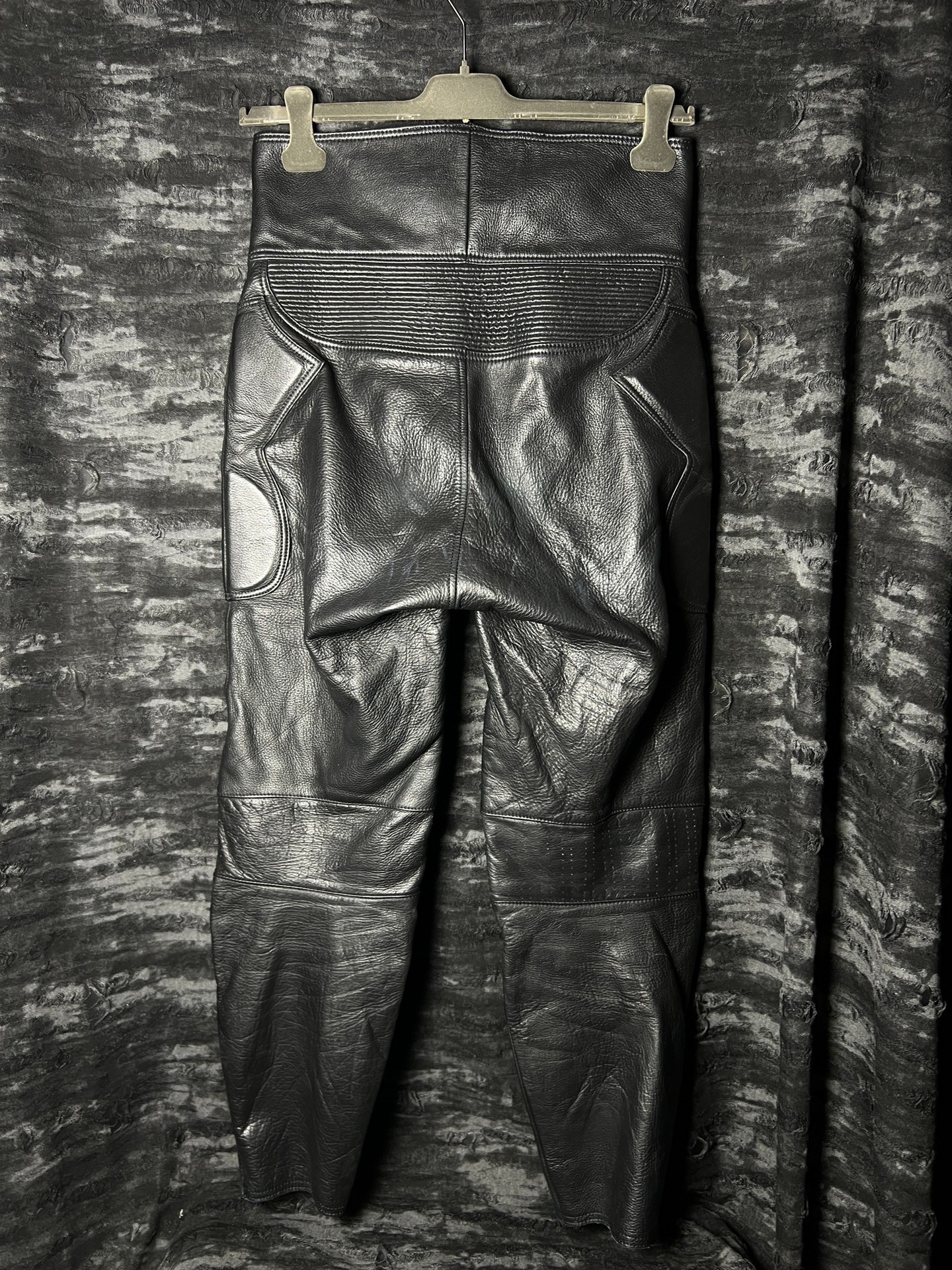 Black Leather Motorcycle Racing Pants — back