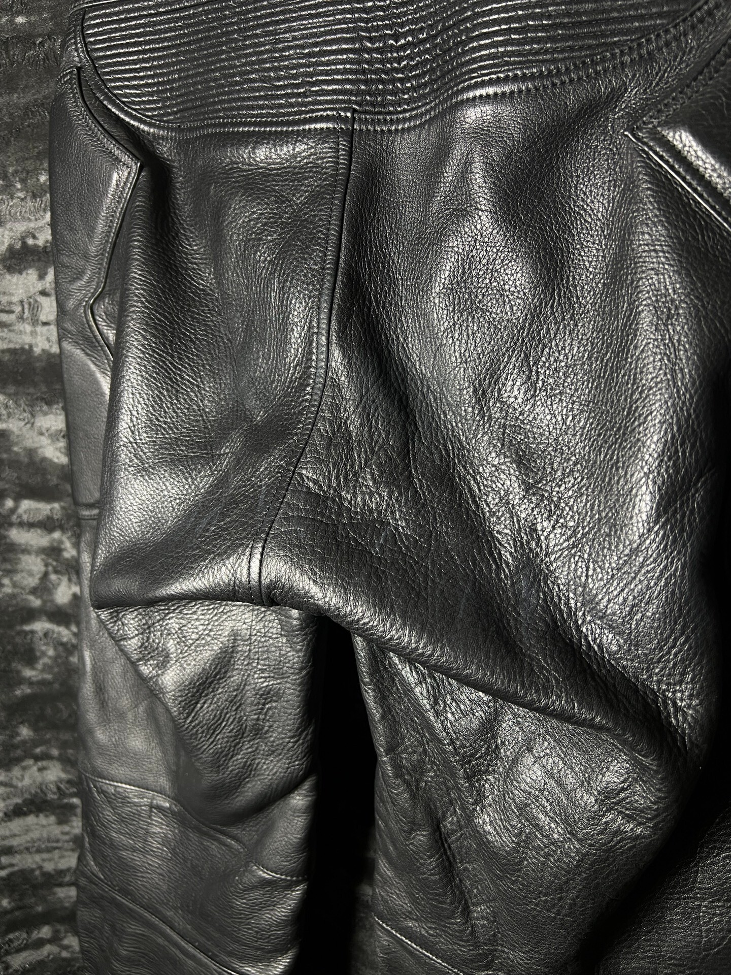 Black Leather Motorcycle Racing Pants — label