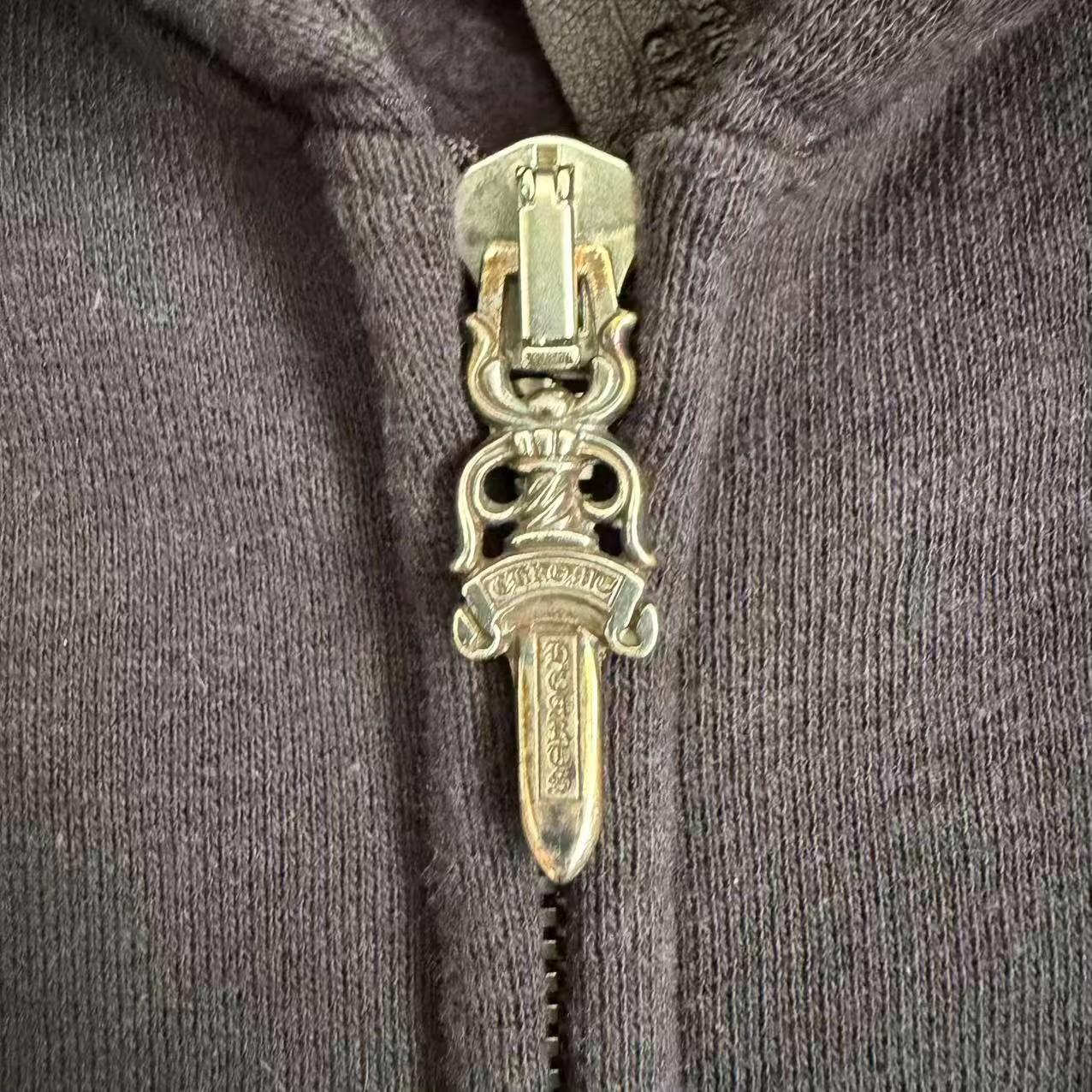 Chrome Hearts Black Zip-Up Hoodie — detail
