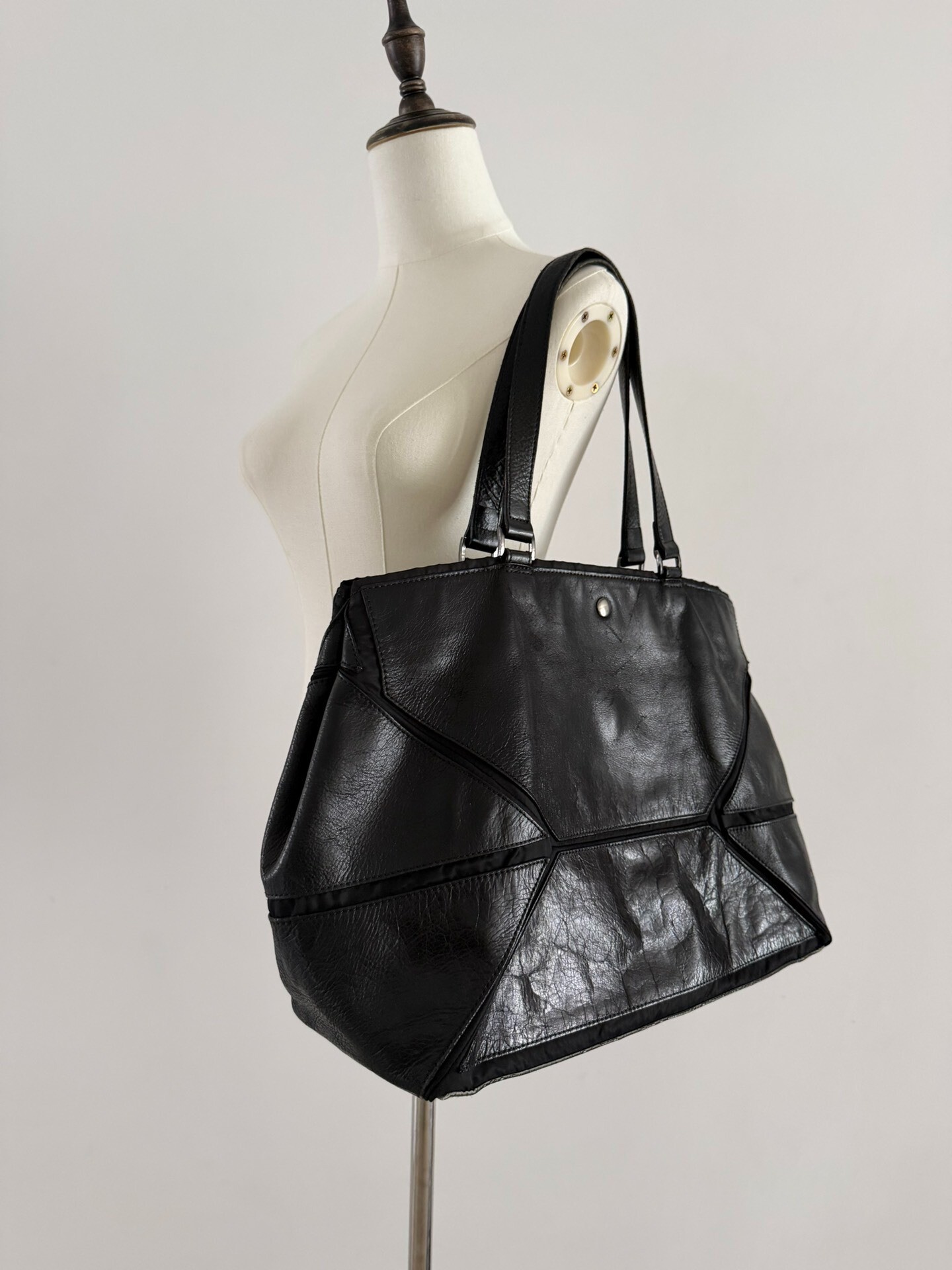 Issey Miyake Geometric Leather Tote Bag