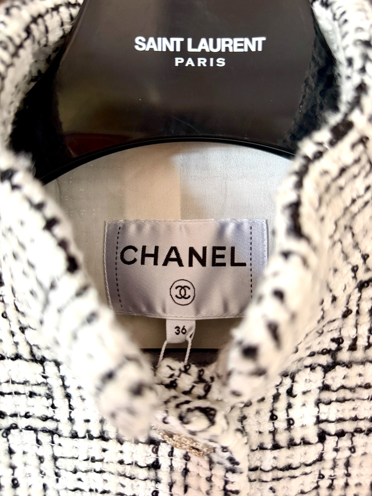 Chanel 23b Black White Tweed Jacket — detail