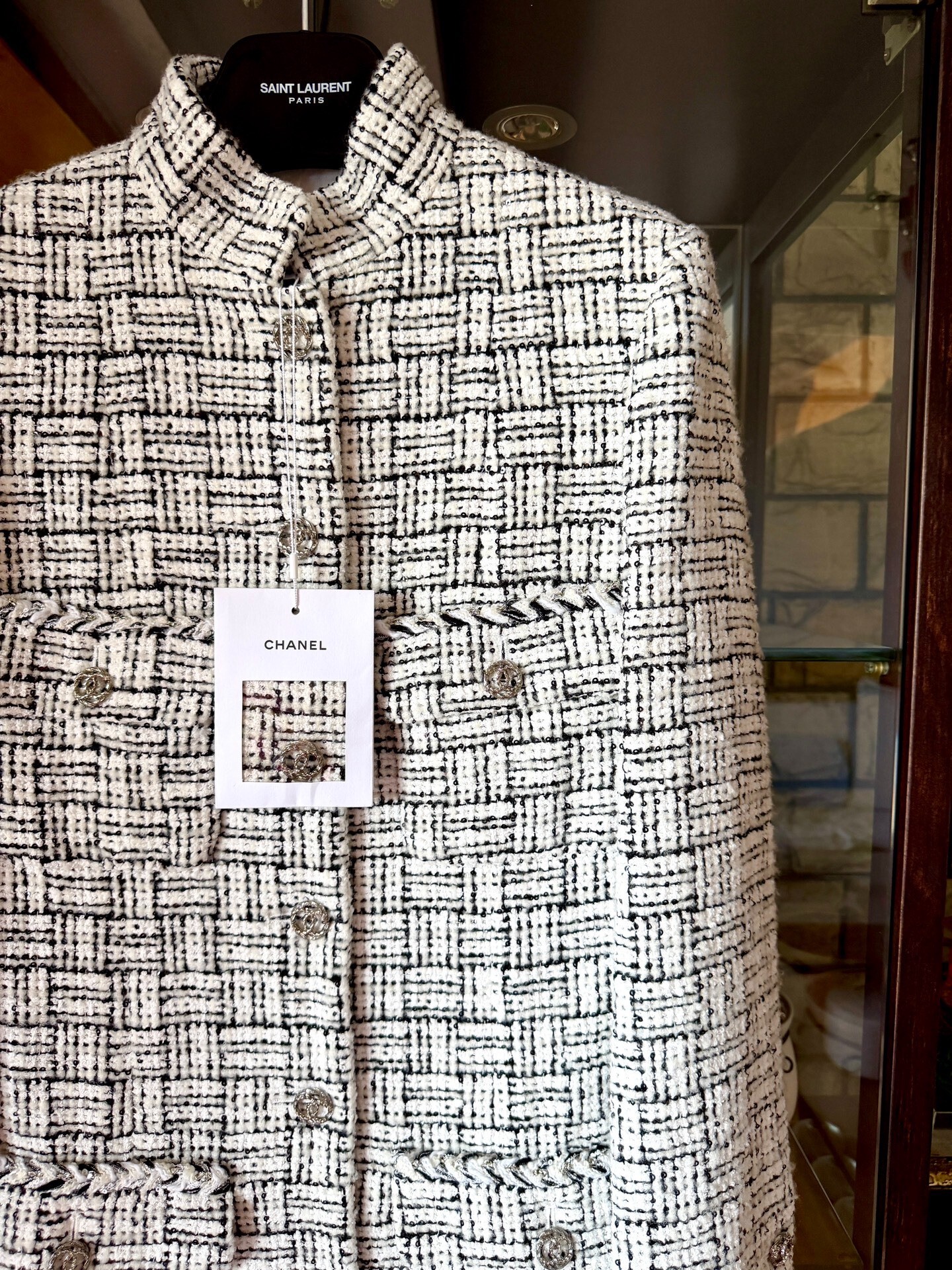 Chanel 23b Black White Tweed Jacket — front