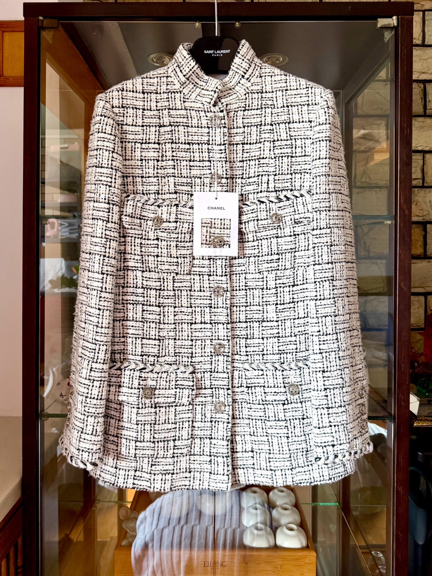 Chanel 23b Black White Tweed Jacket