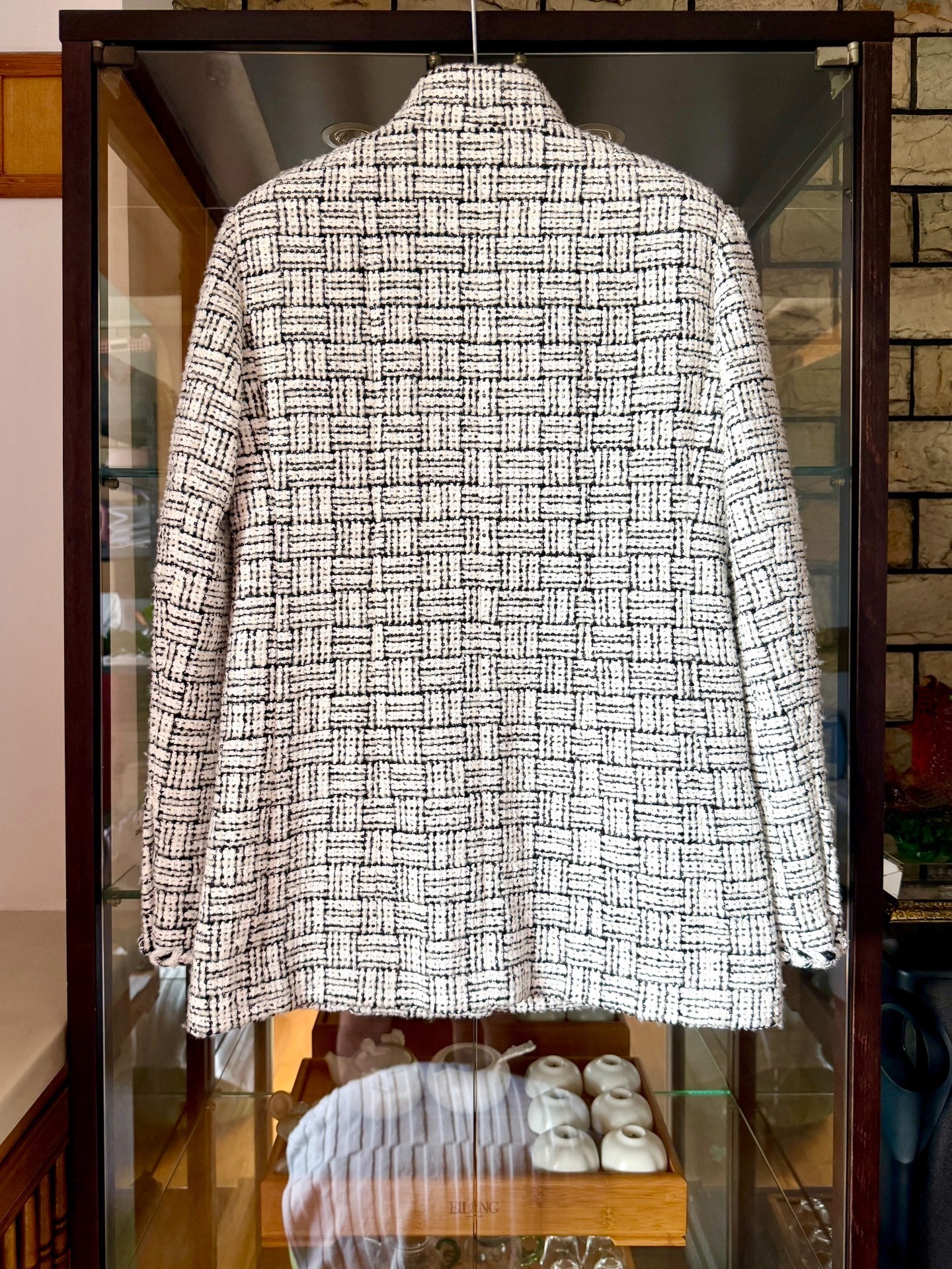 Chanel 23b Black White Tweed Jacket — back