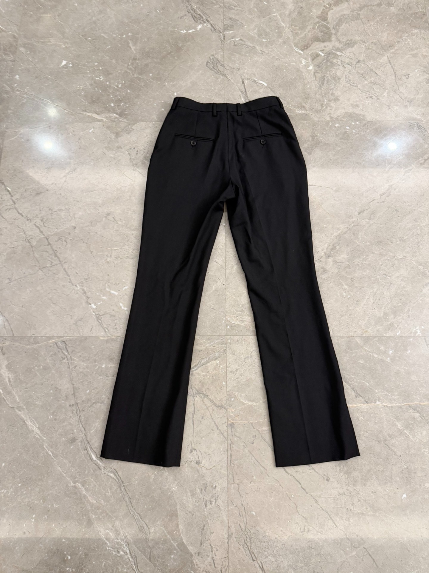 Celine Black Wool Straight-Leg Trousers — front