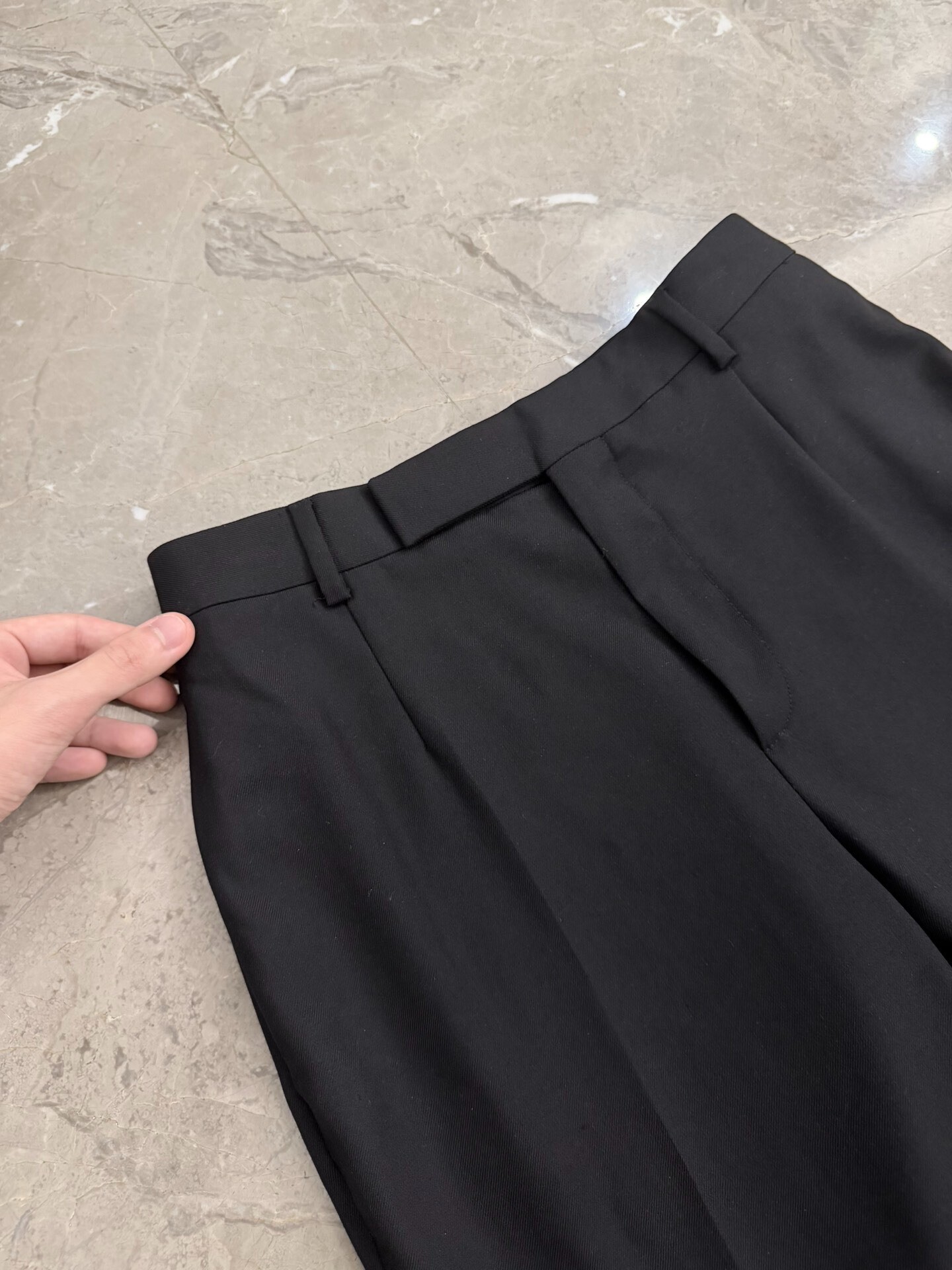 Celine Black Wool Straight-Leg Trousers — back