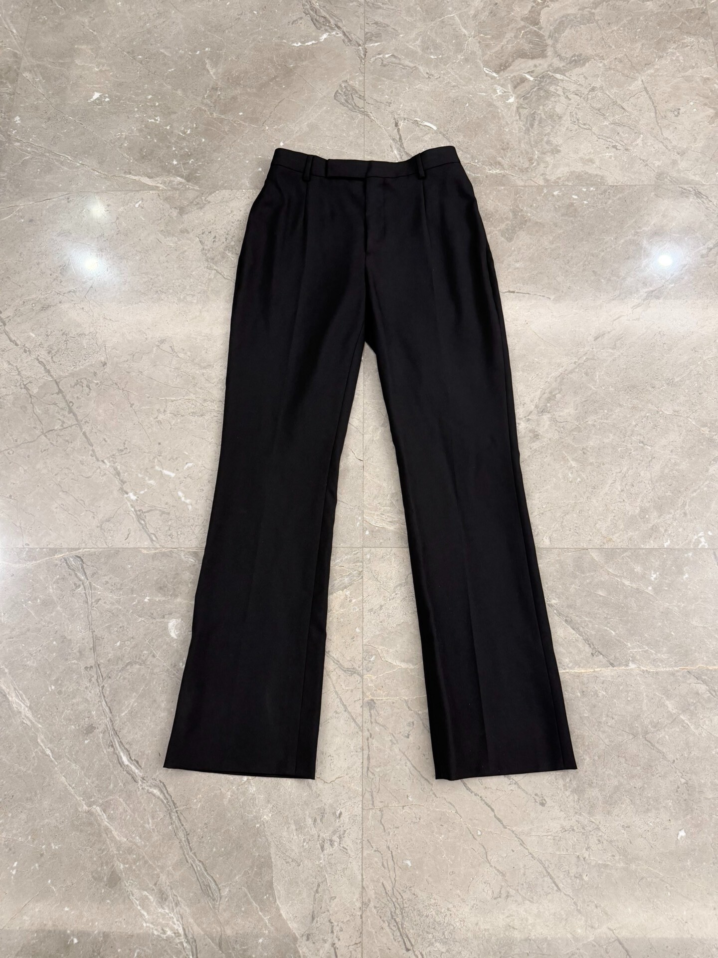 Celine Black Wool Straight-Leg Trousers