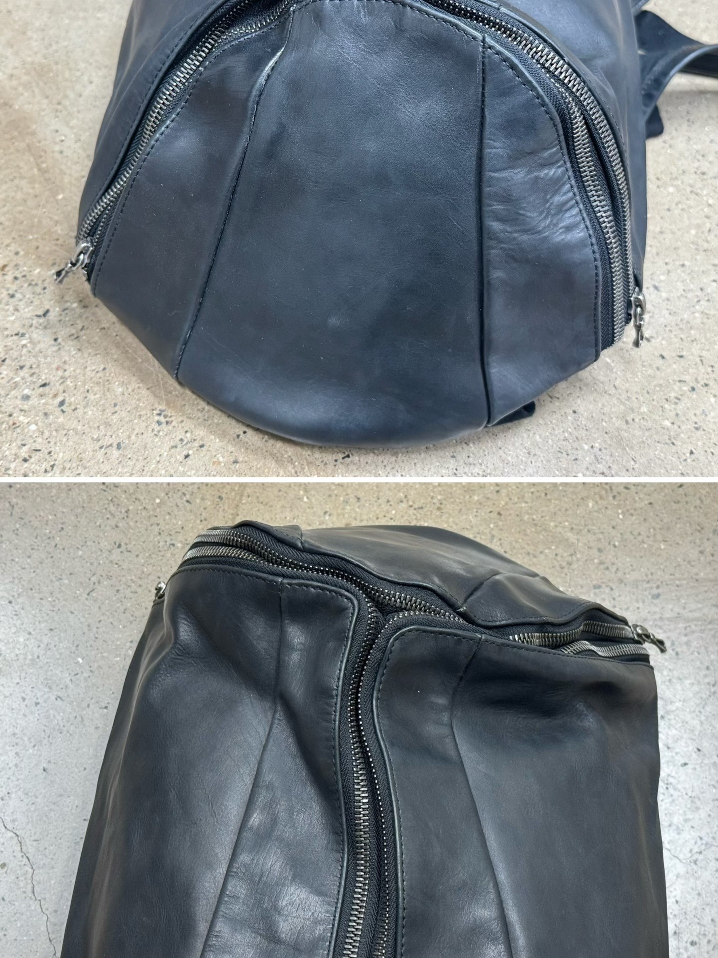 Julius_7 Black Leather Backpack — label