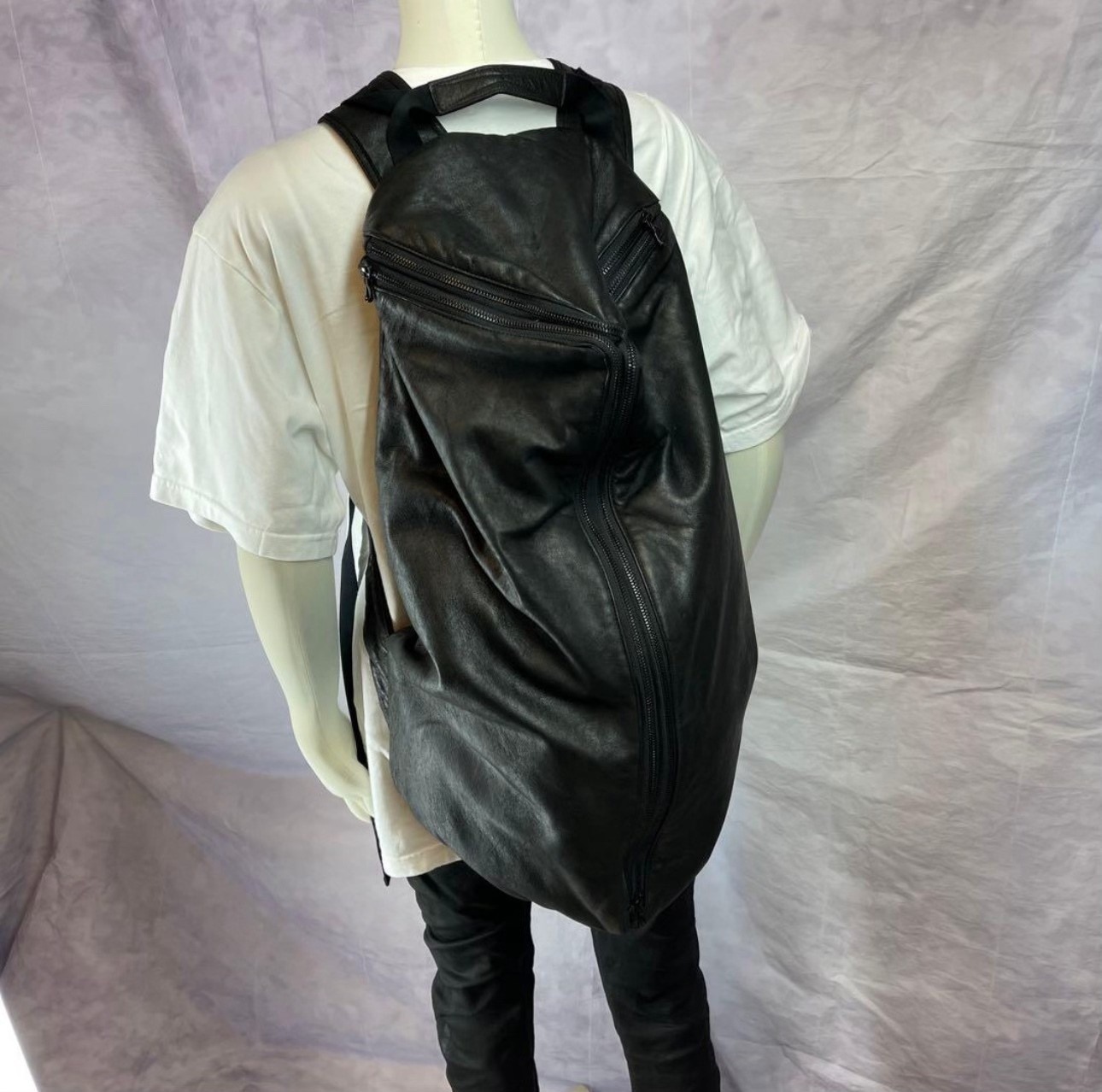 Julius_7 Black Leather Backpack — detail