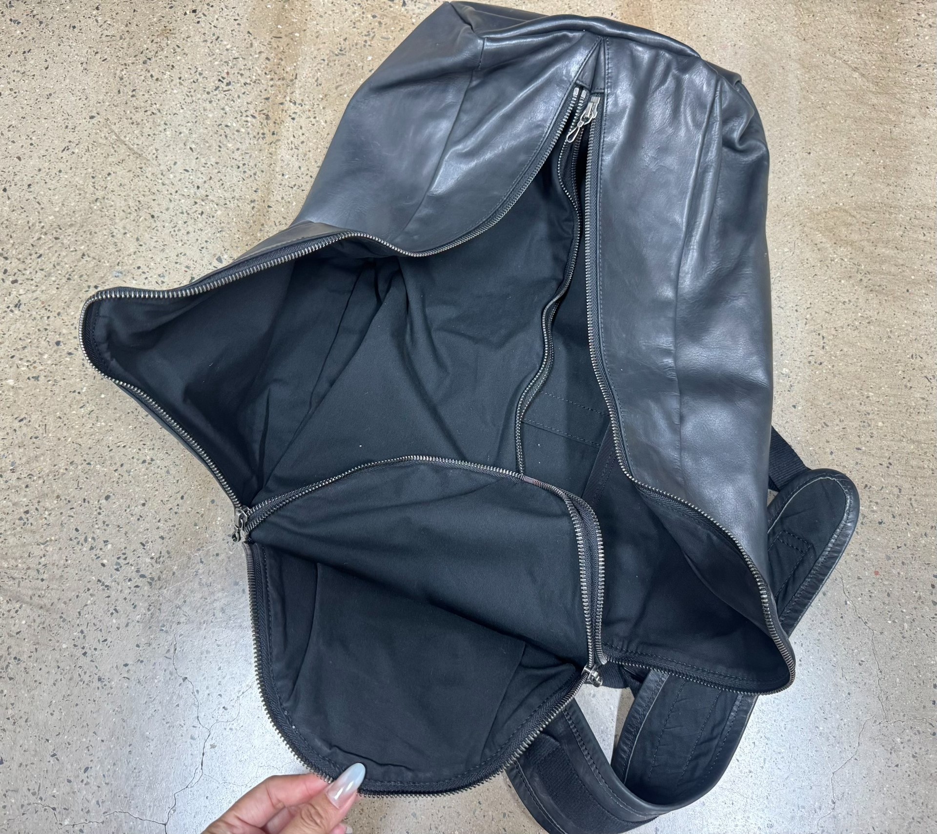 Julius_7 Black Leather Backpack — back