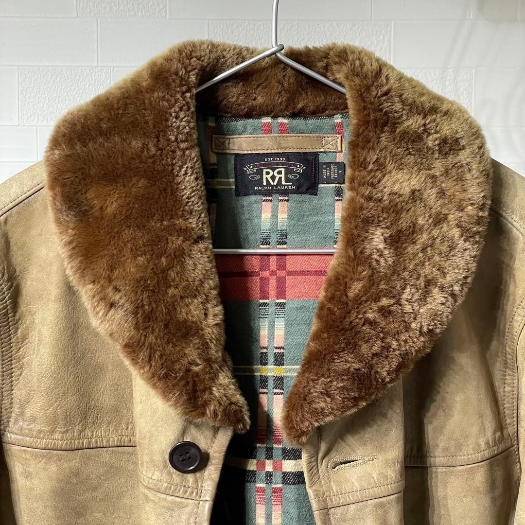 RRL 23AW Shearling Collar Leather Jacket — front