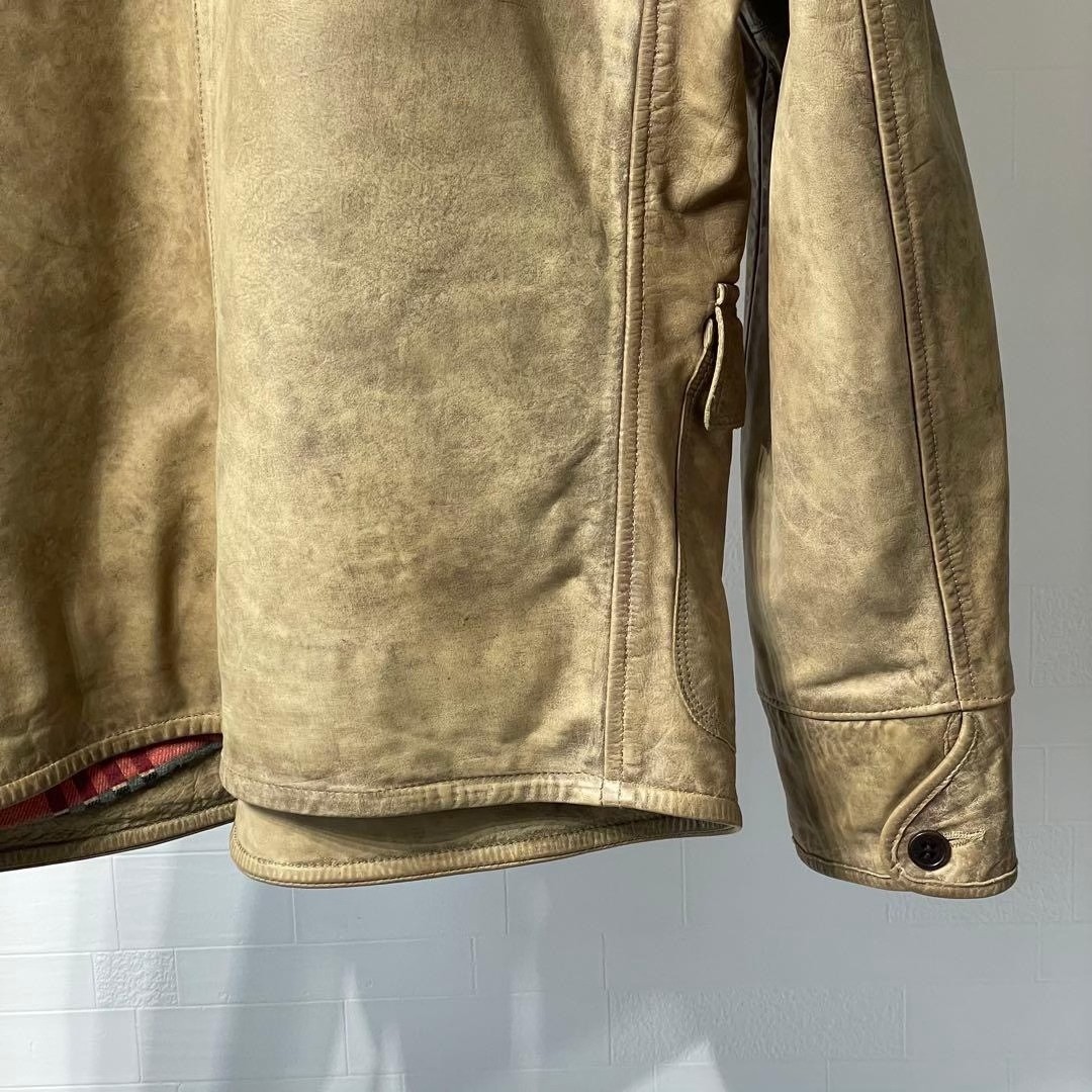 RRL 23AW Shearling Collar Leather Jacket — label