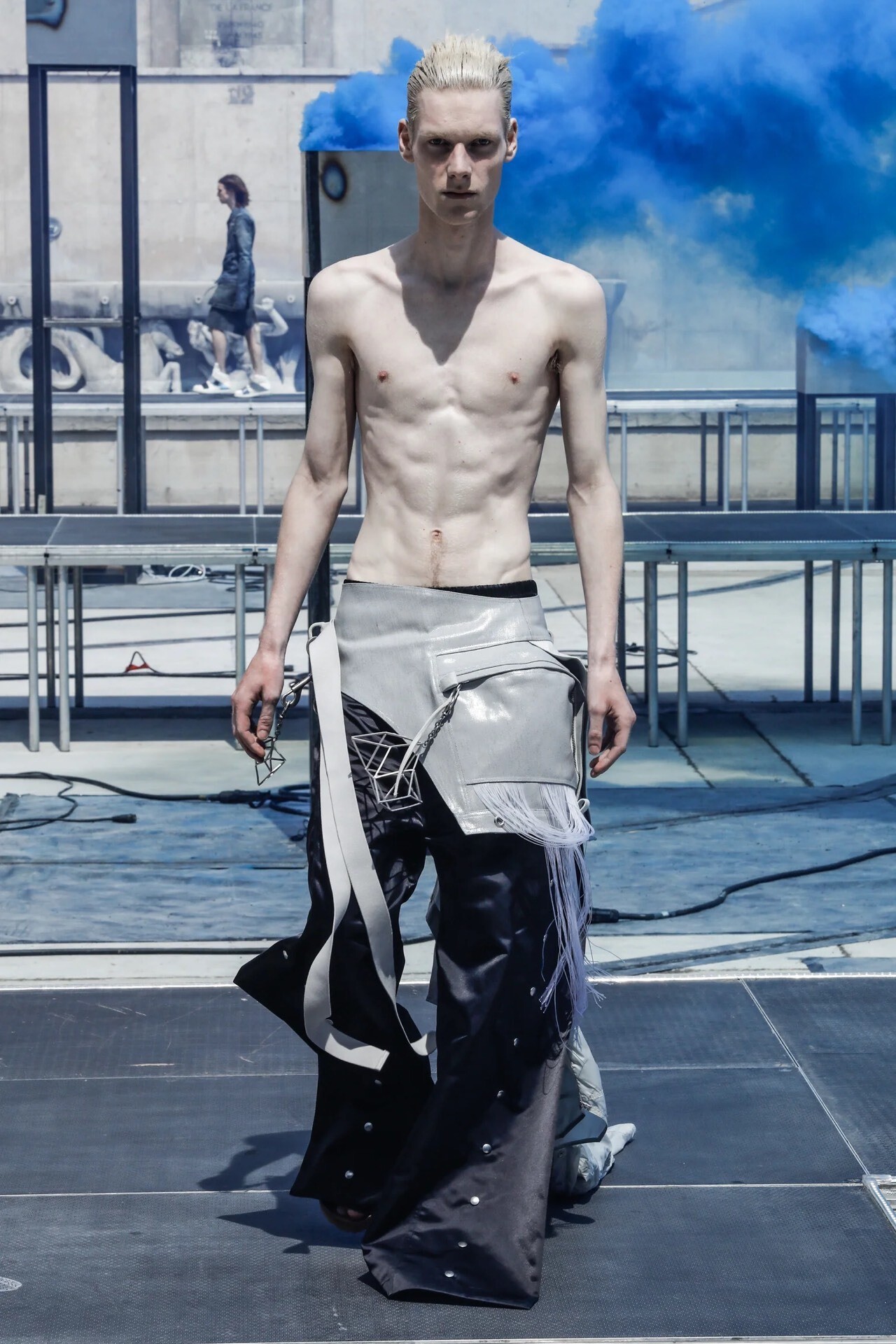 Rick Owens 19ss Babel White Denim Fringe Fanny Pack