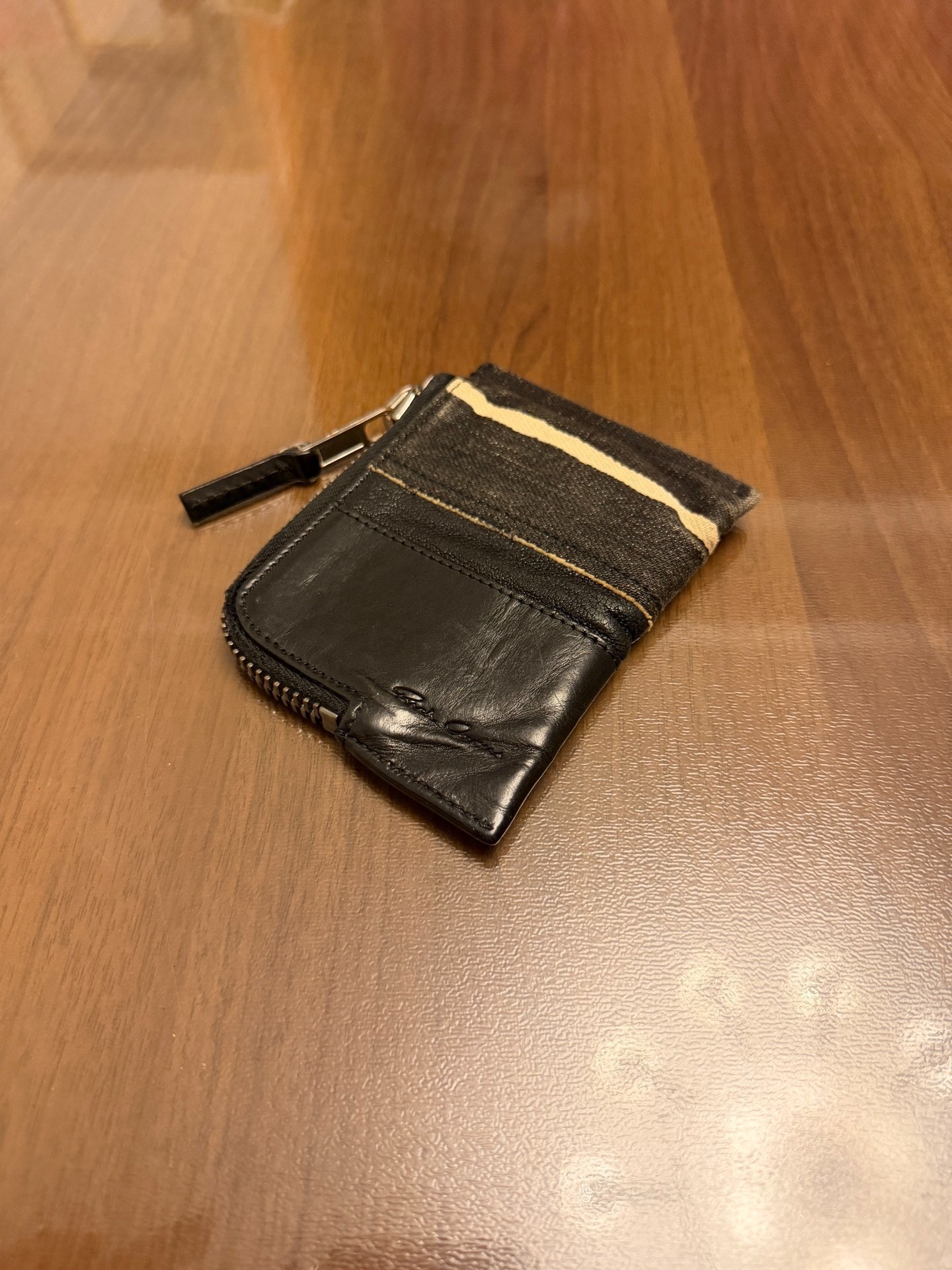 Rick Owens 16FW Leather Canvas Coin Purse — detail