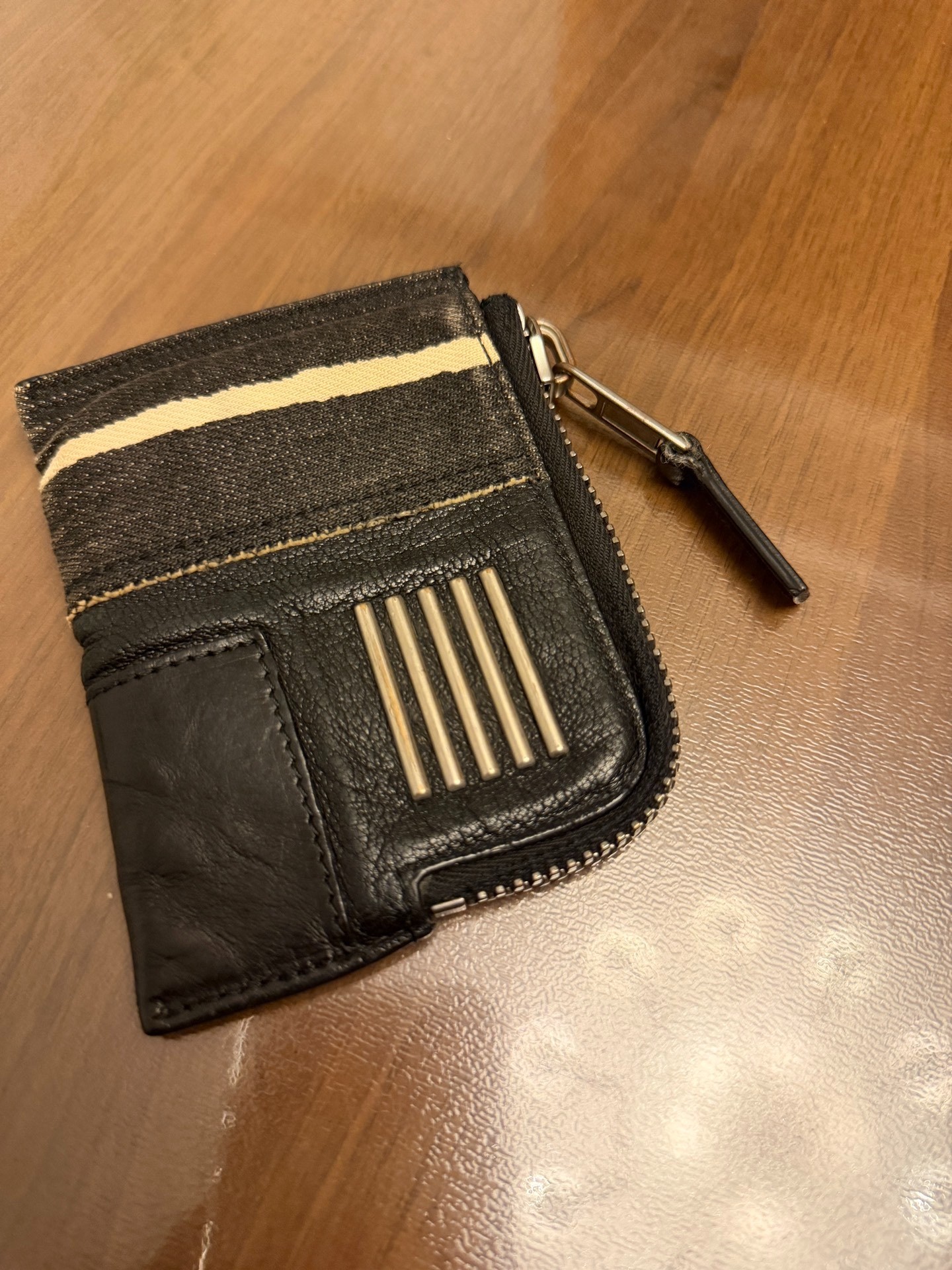 Rick Owens 16FW Leather Canvas Coin Purse — front
