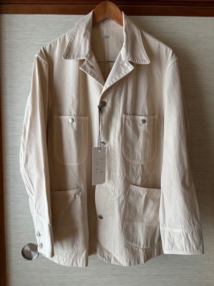 A.PRESSE 22AW Washed Beige Denim Jacket — front