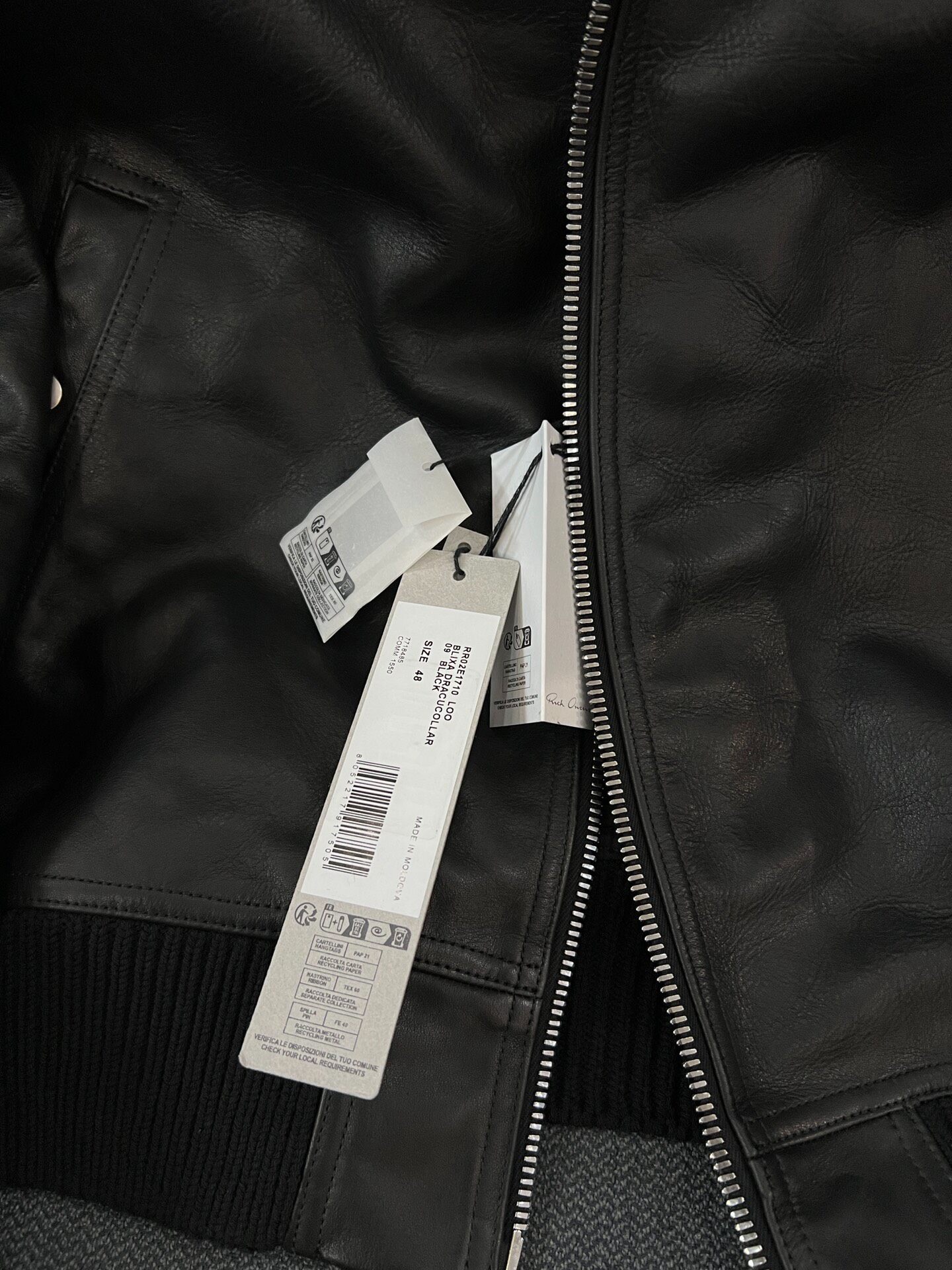 Rick Owens 25FW Blixa Leather Jacket — detail