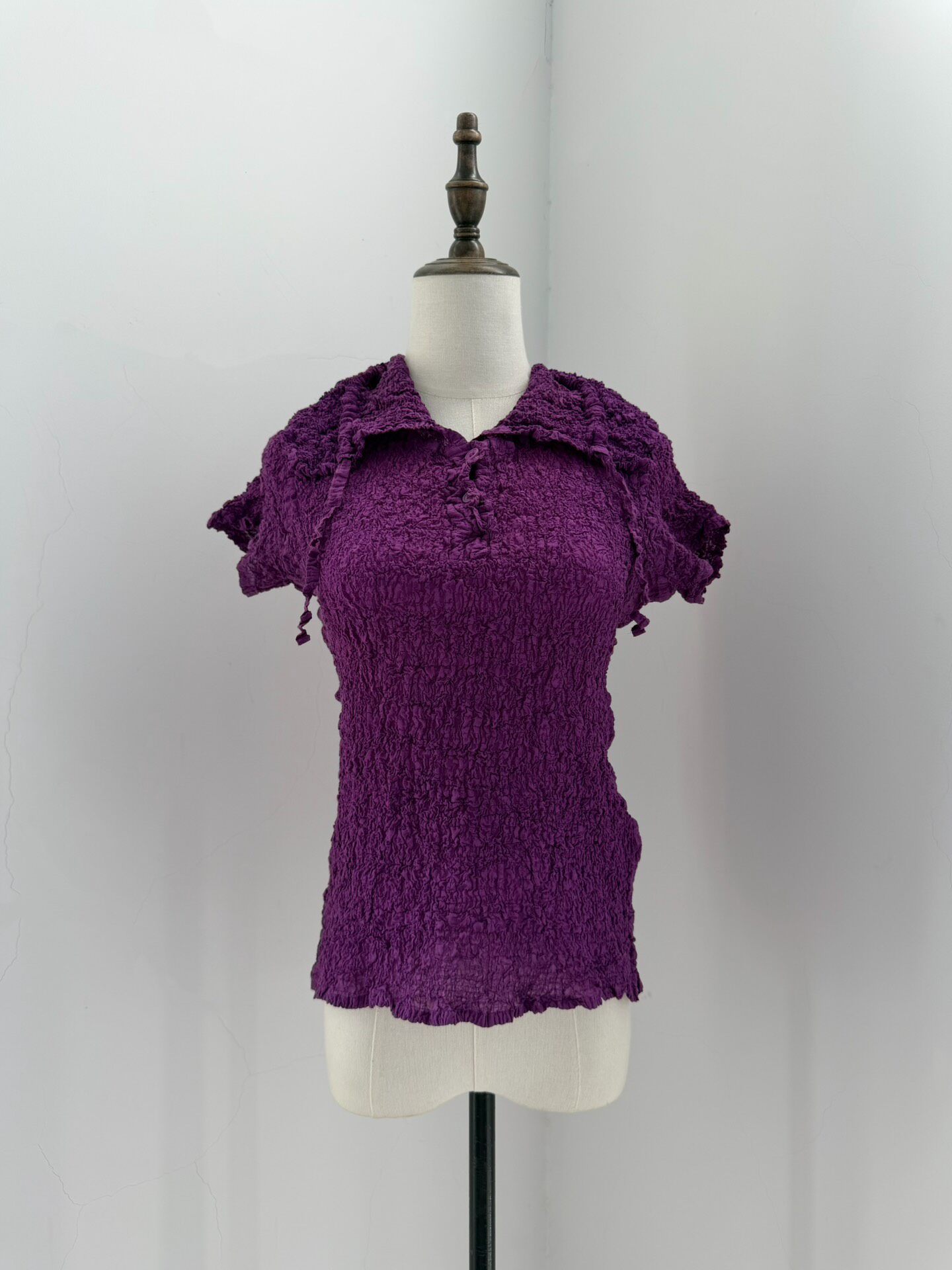 Issey Miyake Me Pleated Short-Sleeve Top