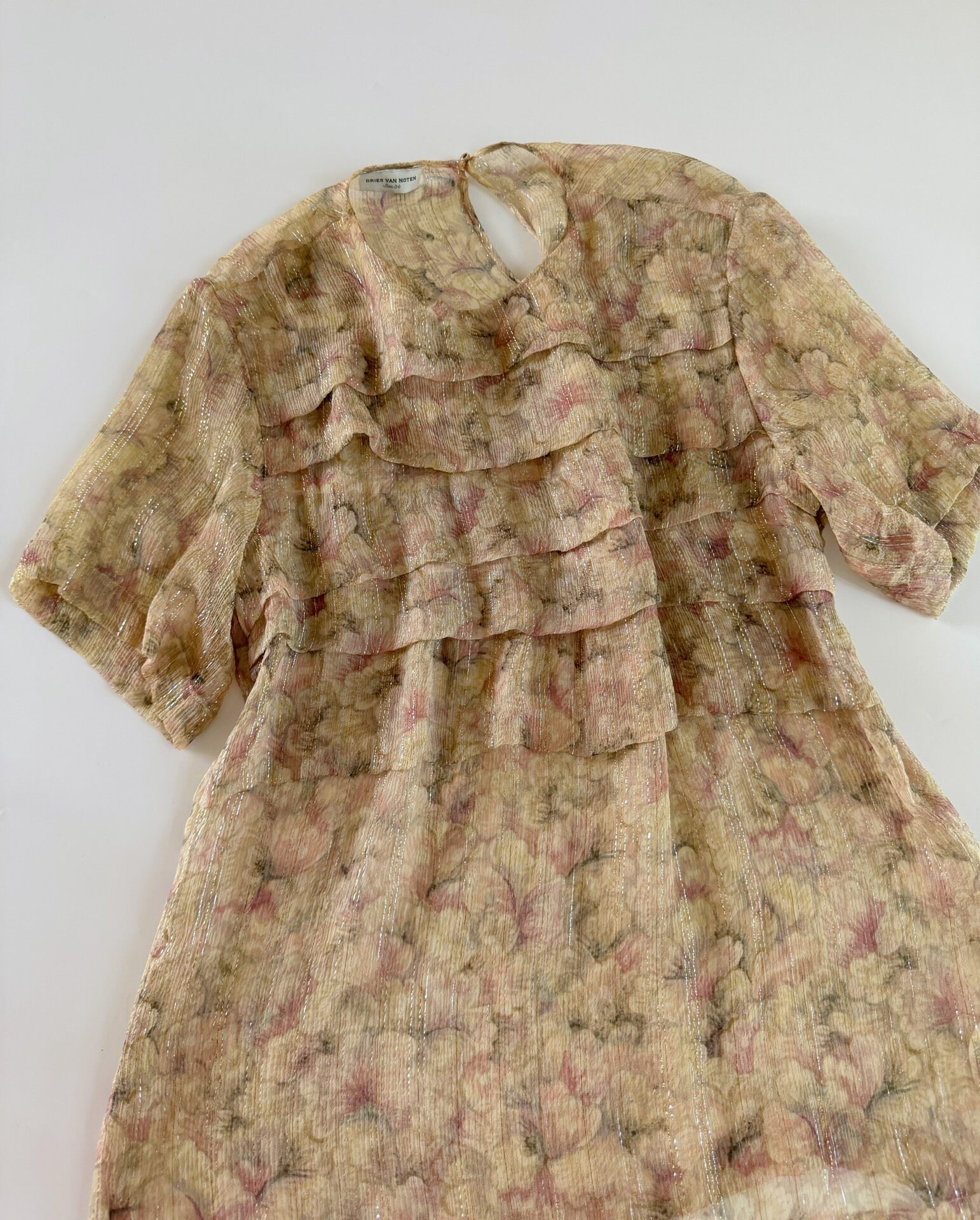 Dries Van Noten Vintage Floral Silk Blouse — label