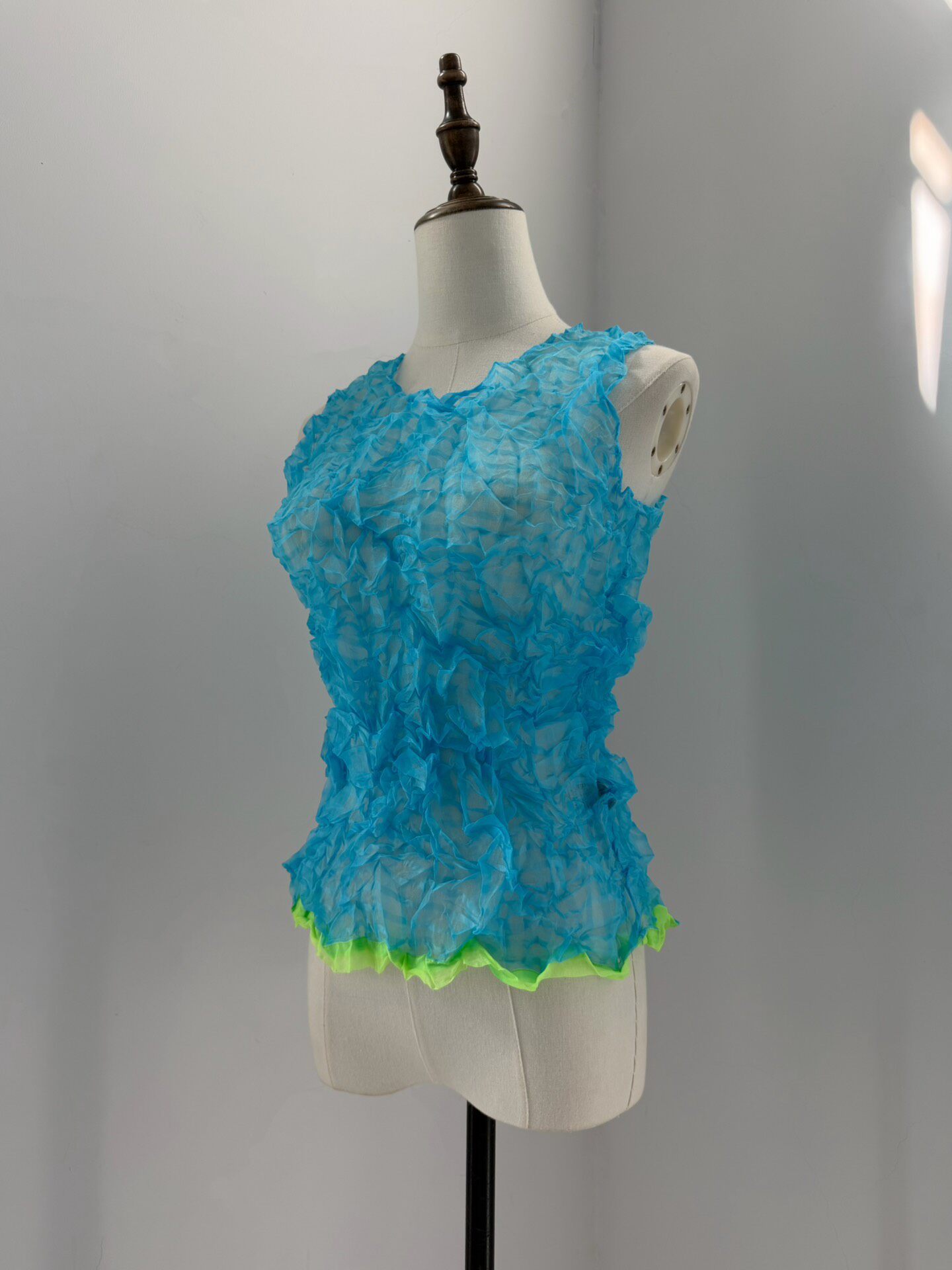 Issey Miyake 2000s Pleated Sleeveless Top — front
