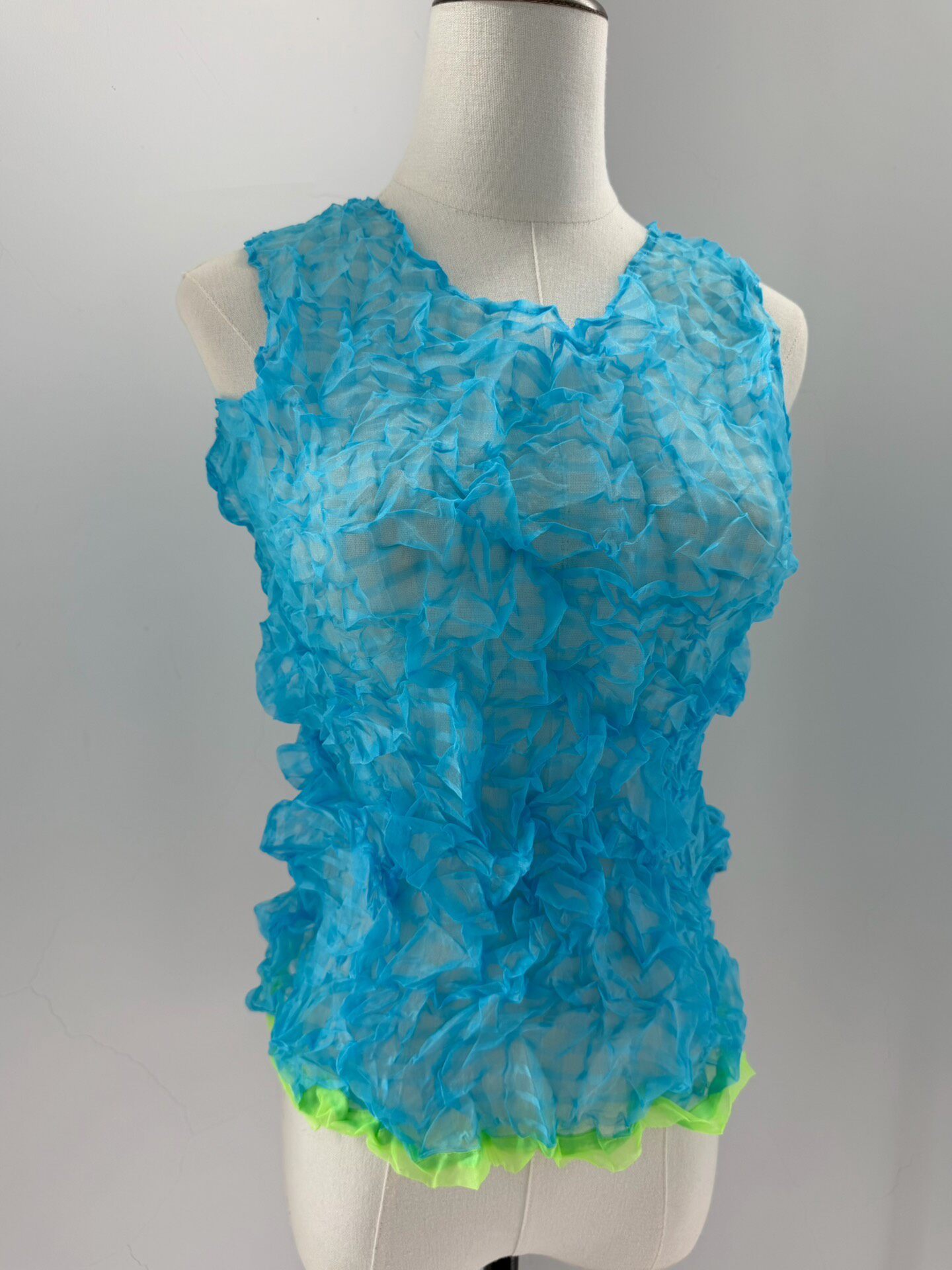 Issey Miyake 2000s Pleated Sleeveless Top — back