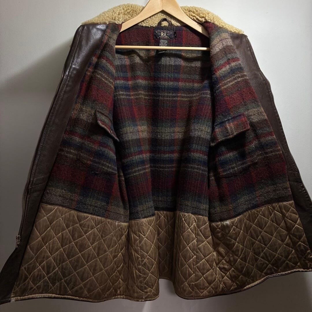 RRL Shearling Collar Leather Jacket — back