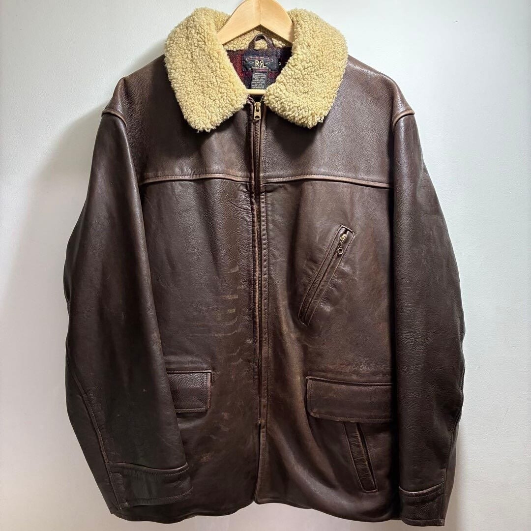 RRL Shearling Collar Leather Jacket