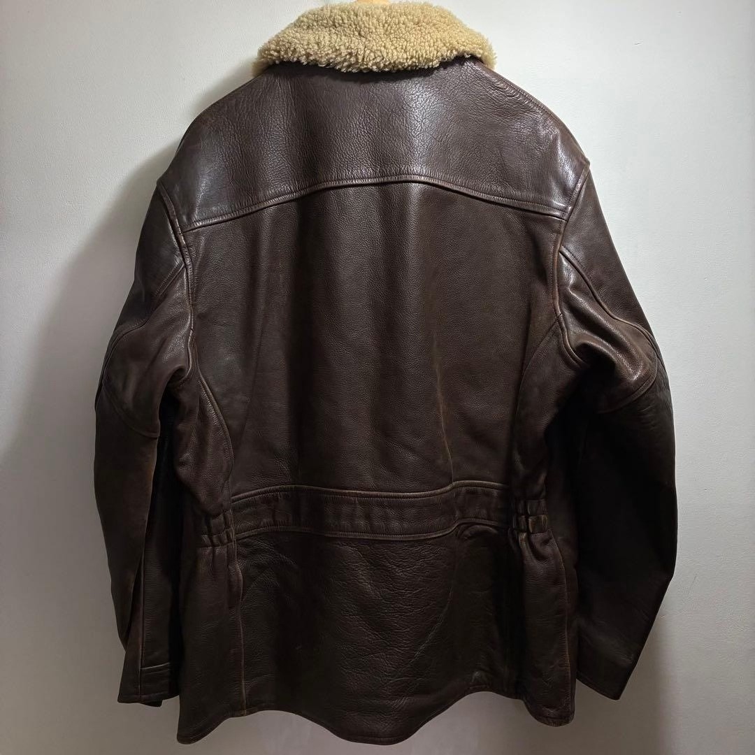 RRL Shearling Collar Leather Jacket — front