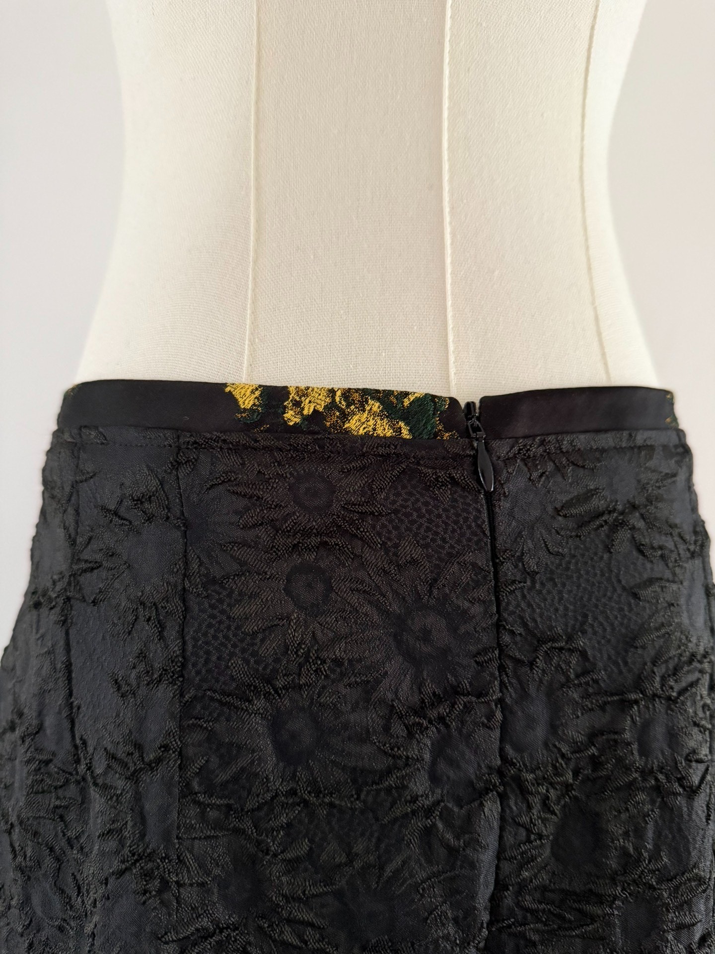 Dries Van Noten Black Textured Floral Skirt