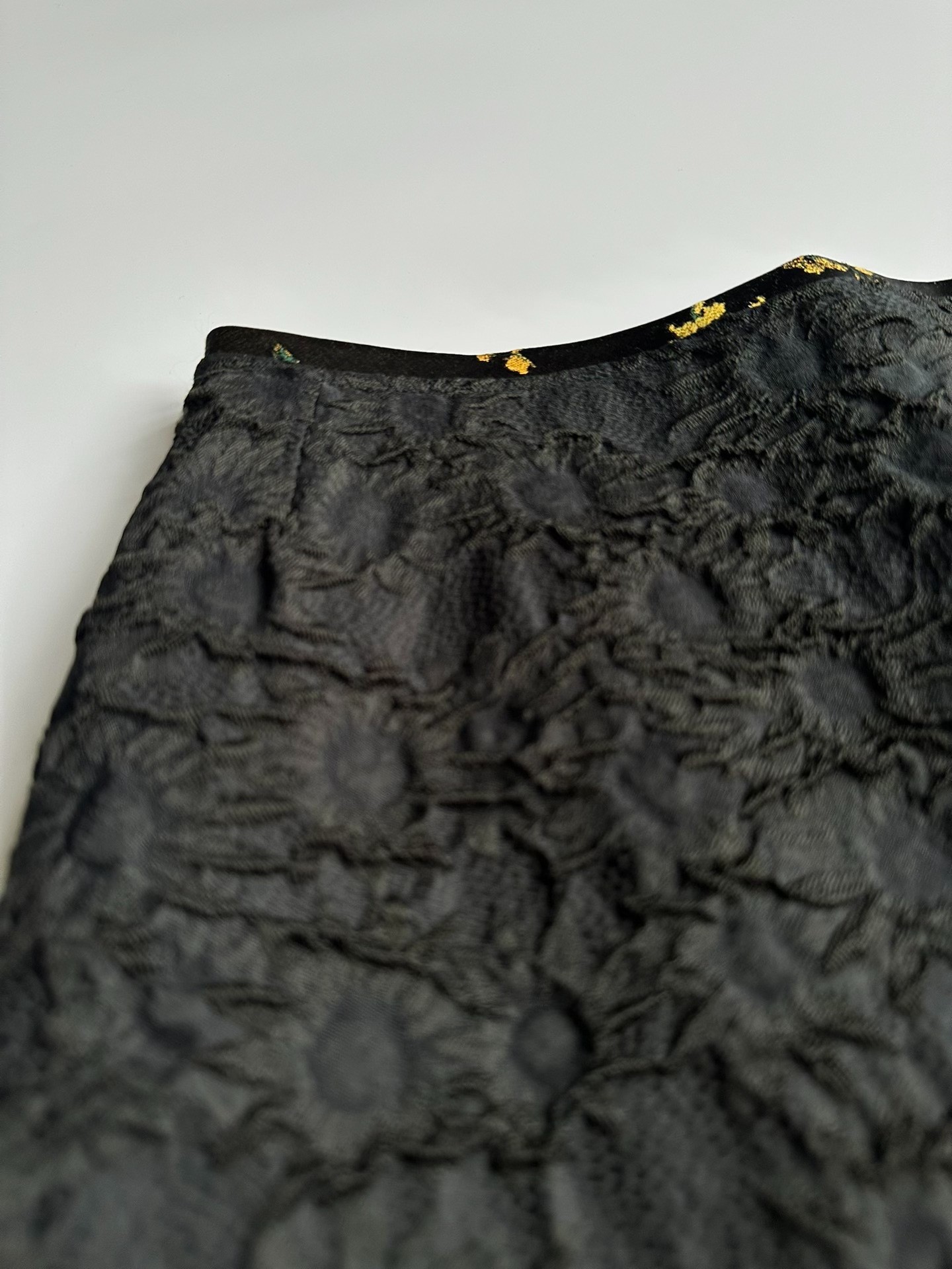 Dries Van Noten Black Textured Floral Skirt — back